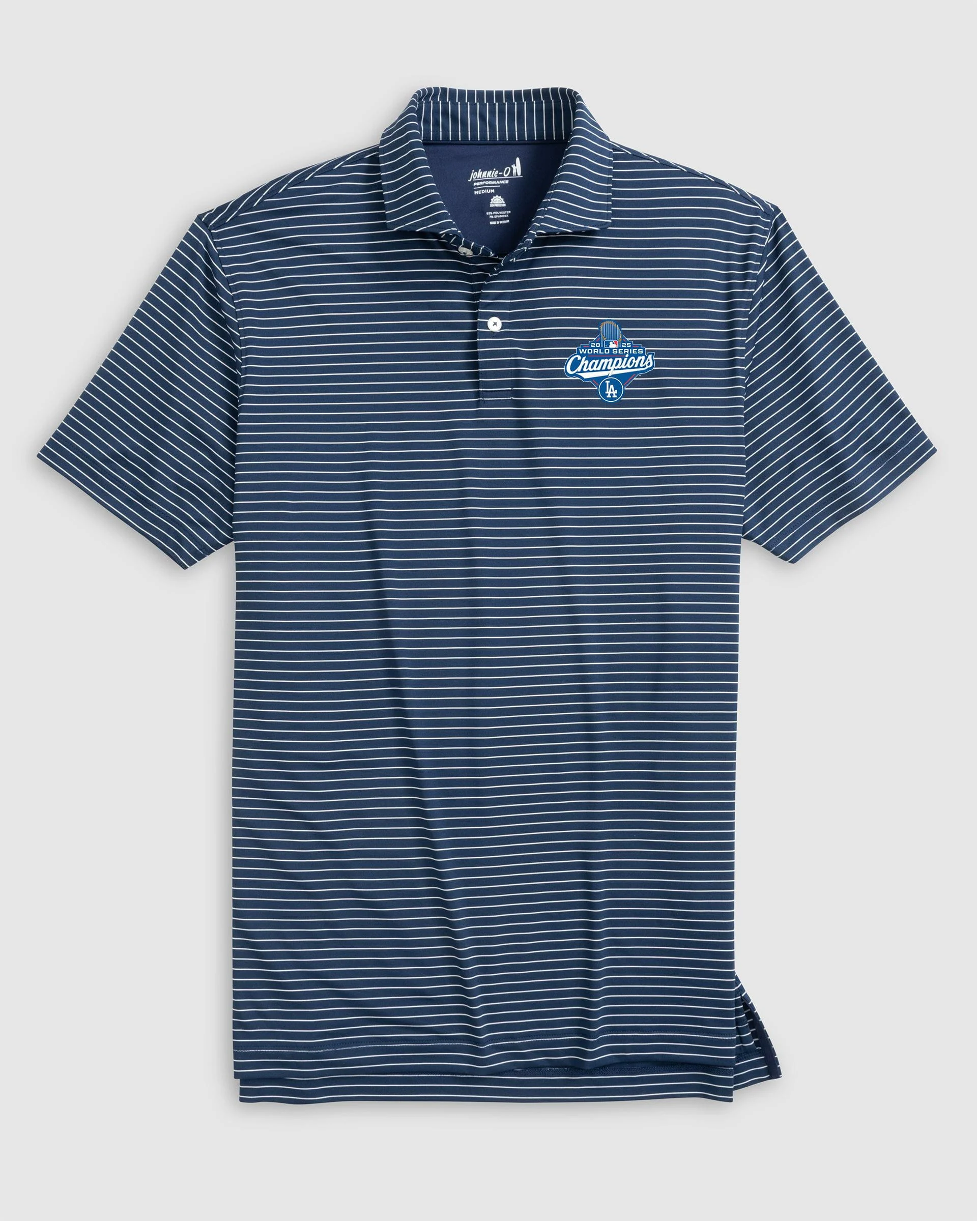 Los Angeles Dodgers Beau Striped Performance Jersey Polo - 2025 World Series Champions Logo - Image 3