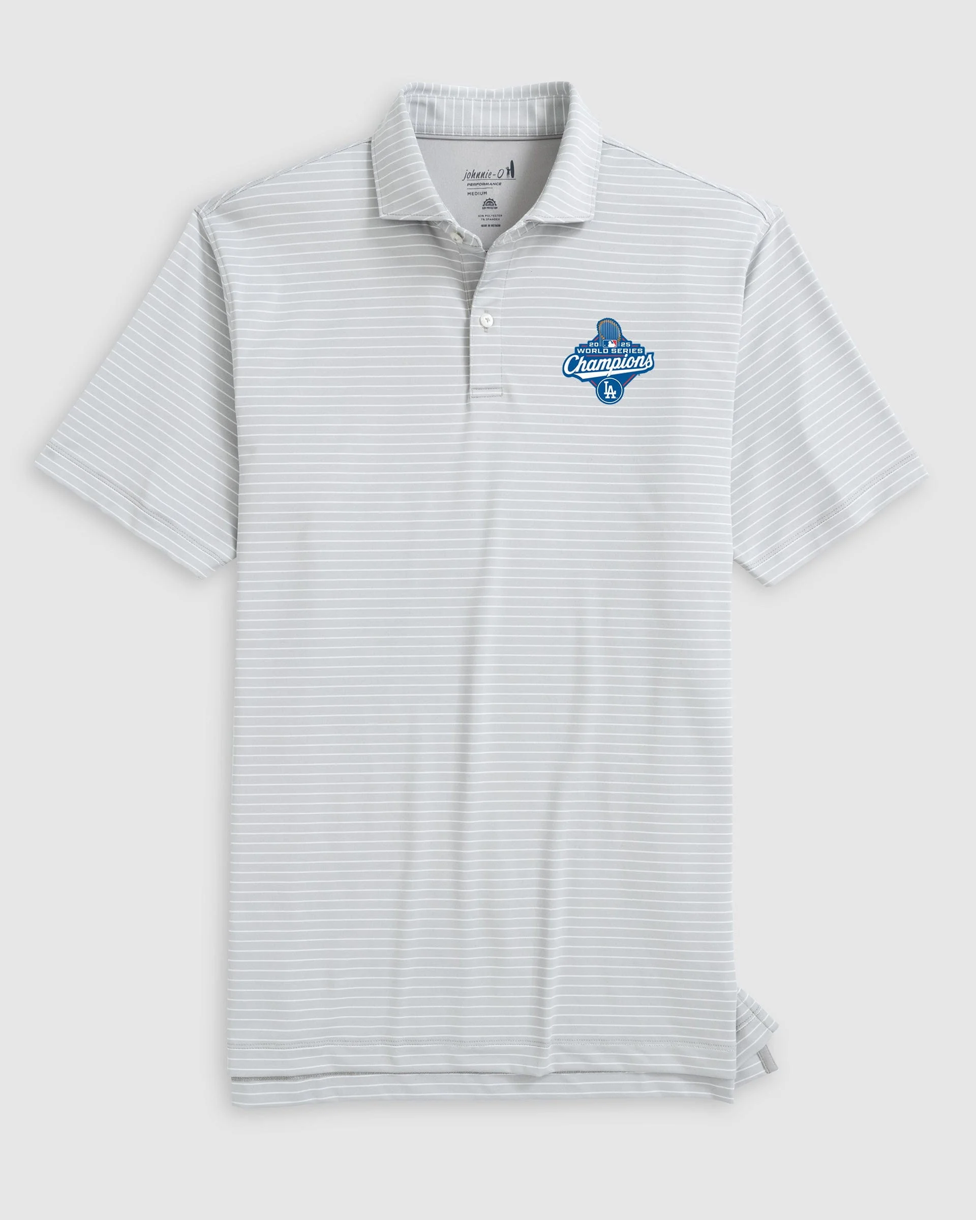 Los Angeles Dodgers Beau Striped Performance Jersey Polo - 2025 World Series Champions Logo - Image 4