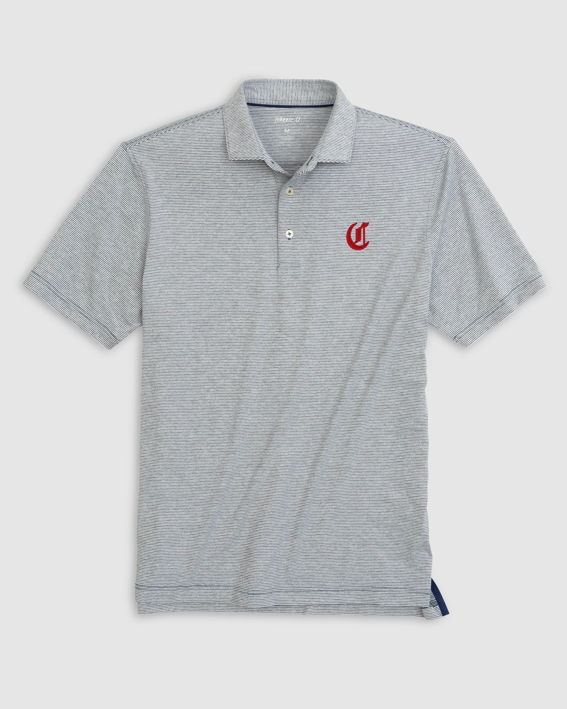 Cincinnati Reds Lyndonn Striped Jersey Performance Polo - Cooperstown Logo - Image 2