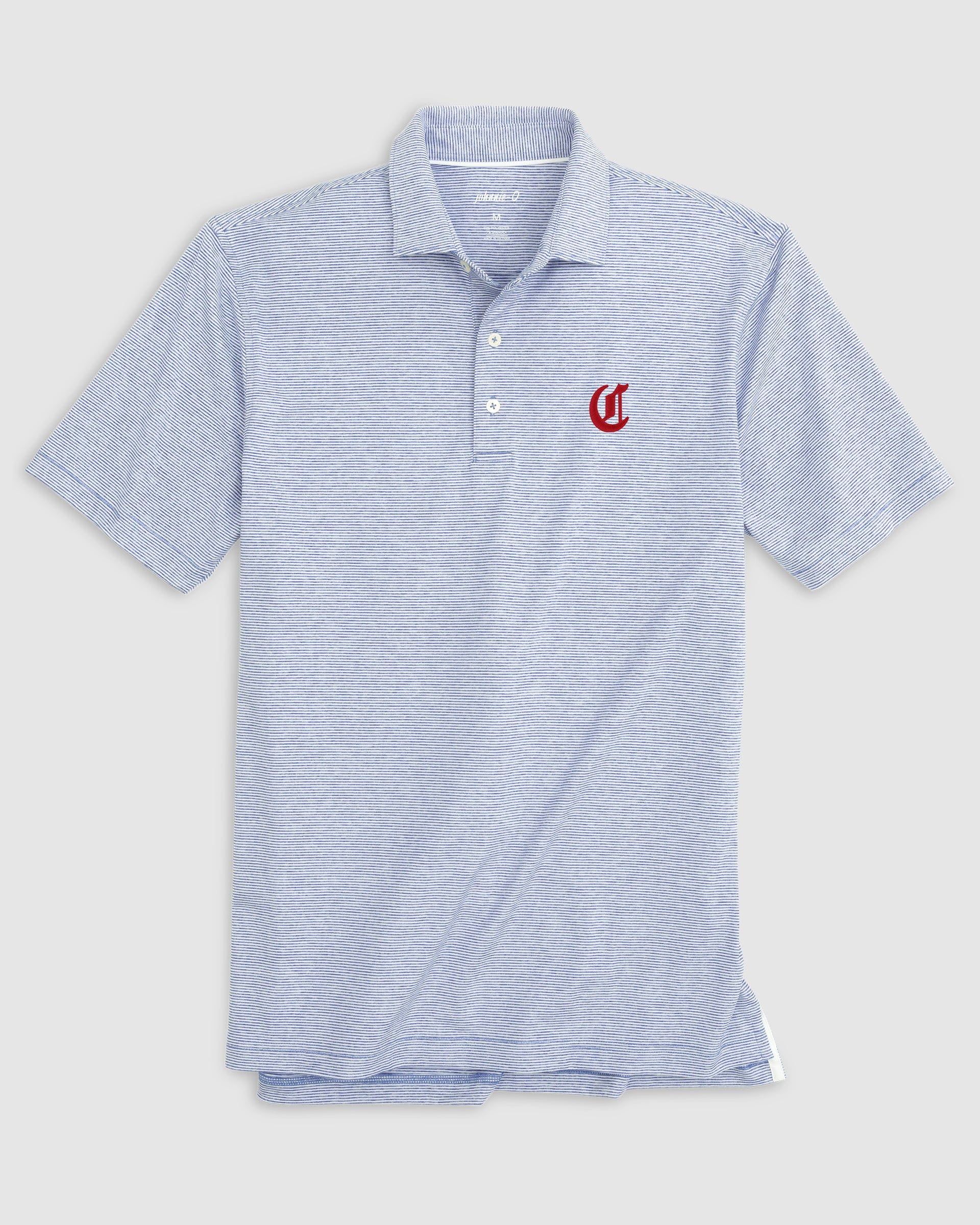 Cincinnati Reds Lyndonn Striped Jersey Performance Polo - Cooperstown Logo - Image 4