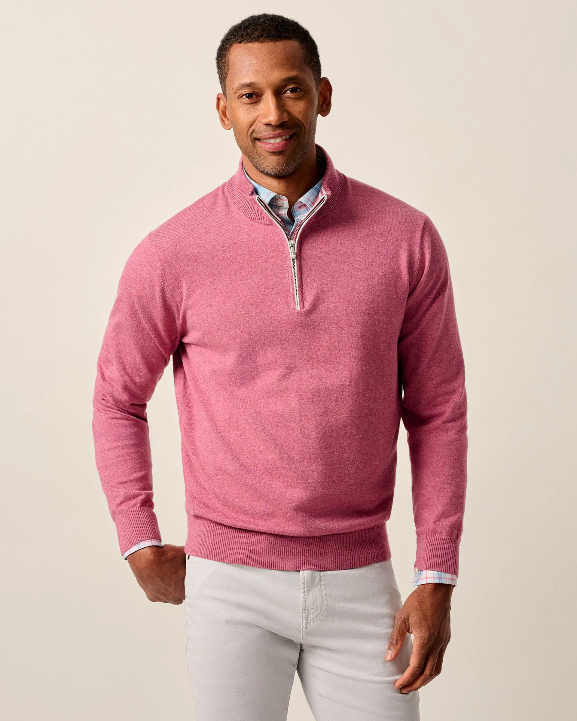 Desmond Plaited Cotton Blend 1/4 Zip Sweater
