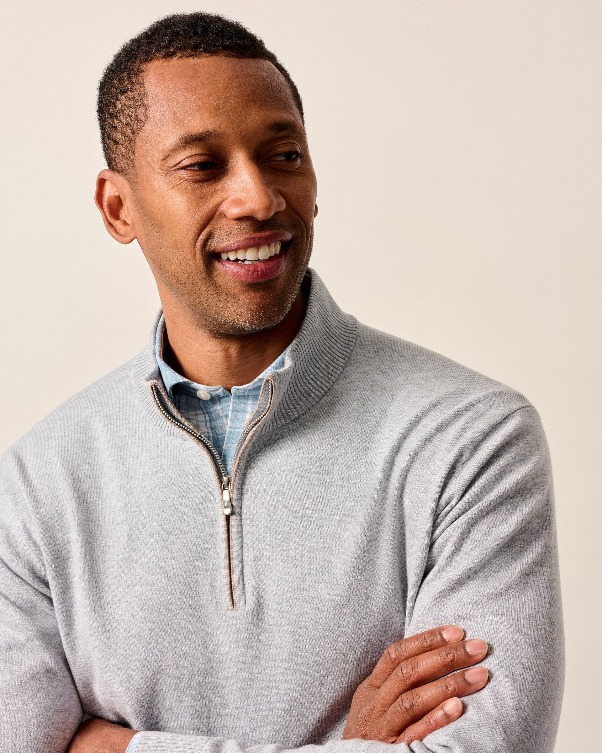 Desmond Plaited Cotton Blend 1/4 Zip Sweater - Image 2