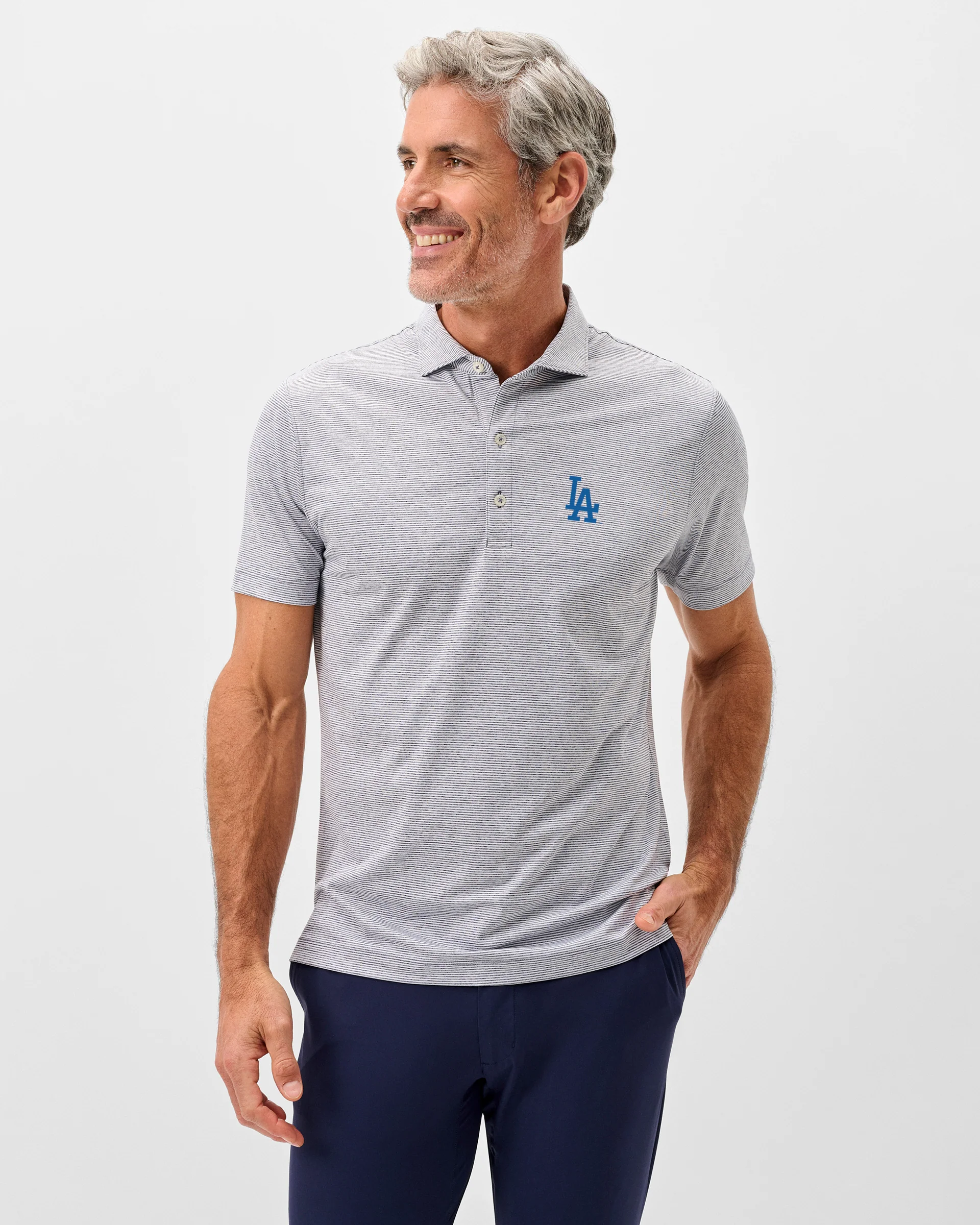 Los Angeles Dodgers Lyndonn Striped Jersey Performance Polo - Image 14