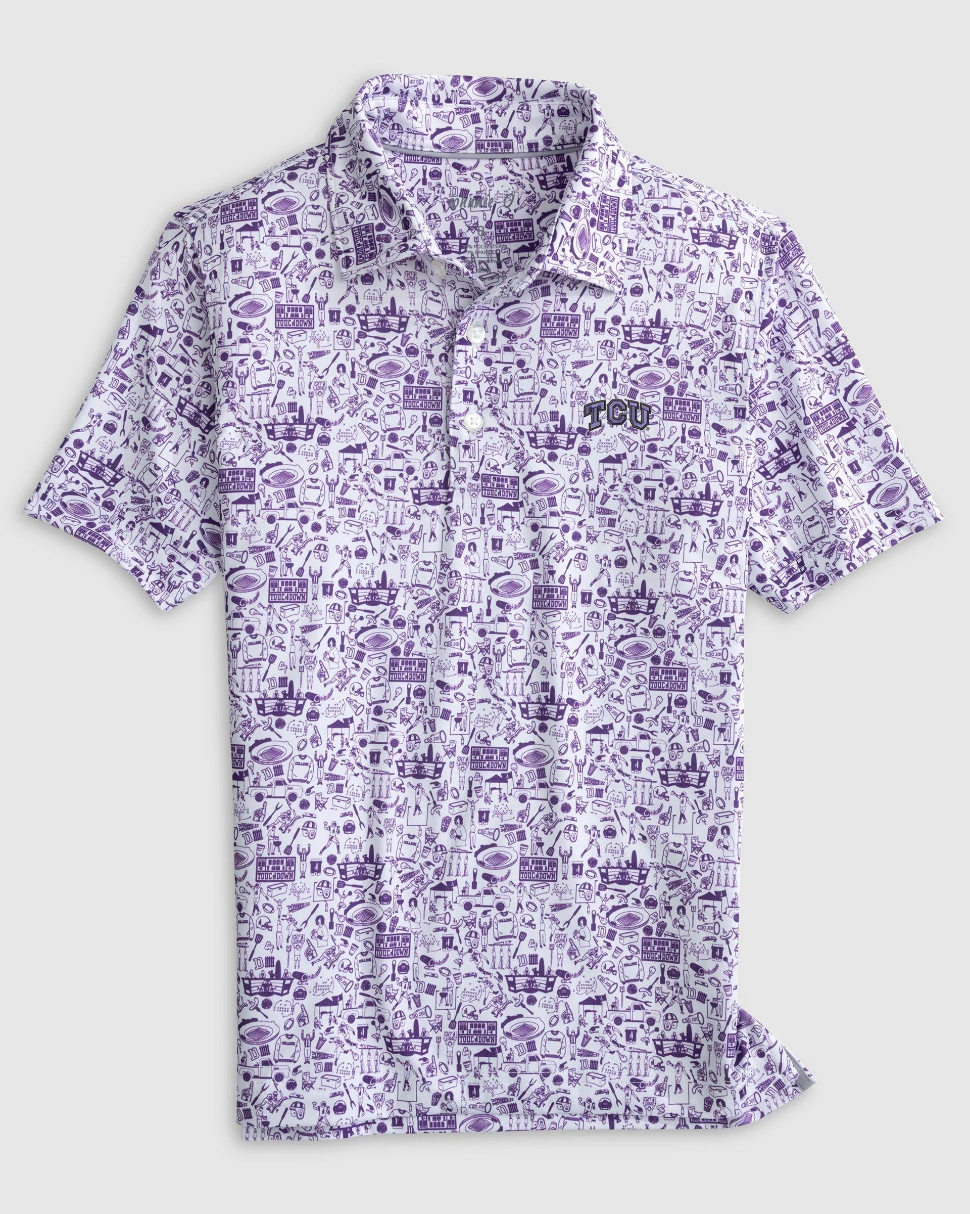 Texas Christian Tailgater Jr. Printed Jersey Performance Polo - Image 3