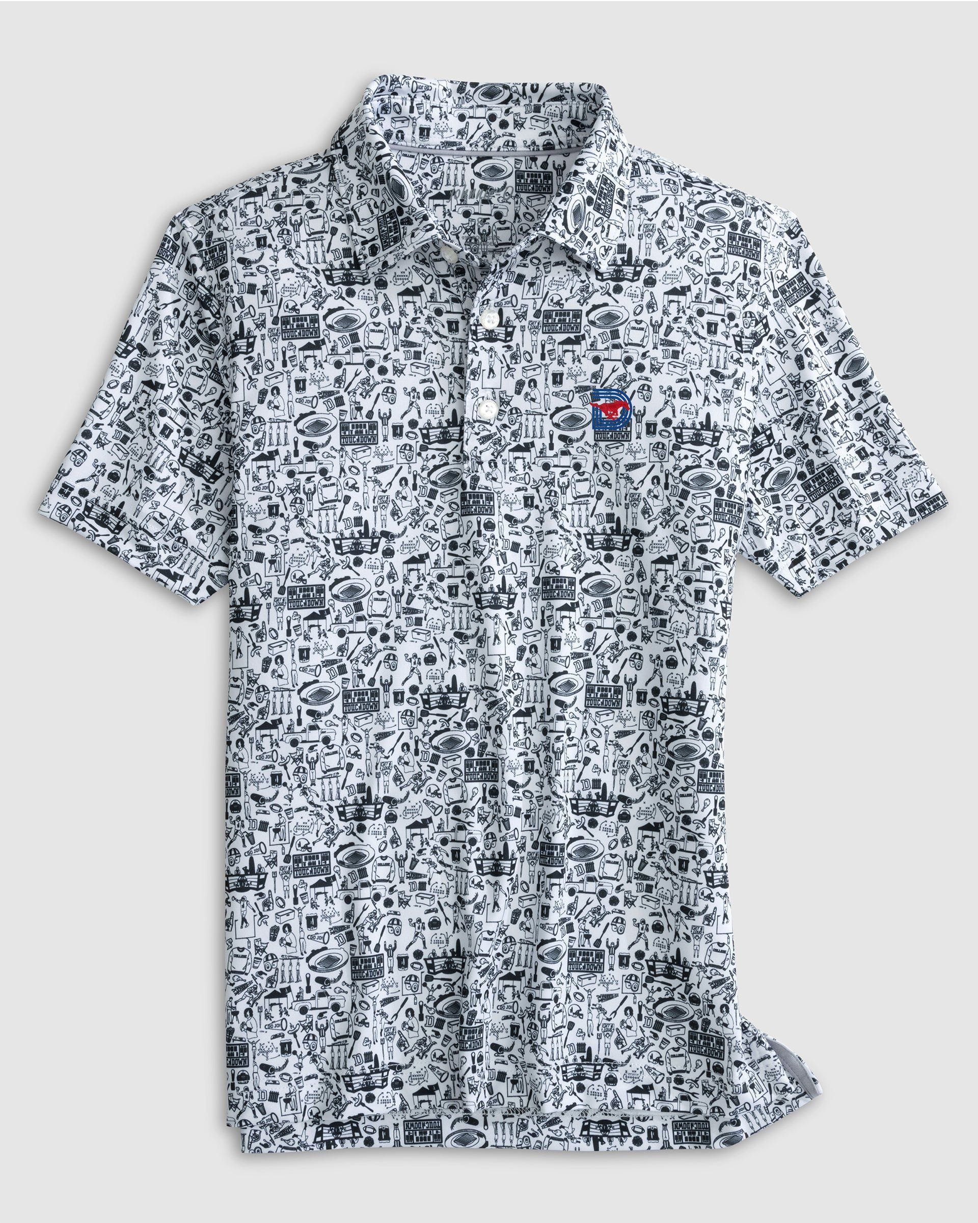 Southern Methodist Tailgater Jr. Printed Jersey Performance Polo - Triple D Logo