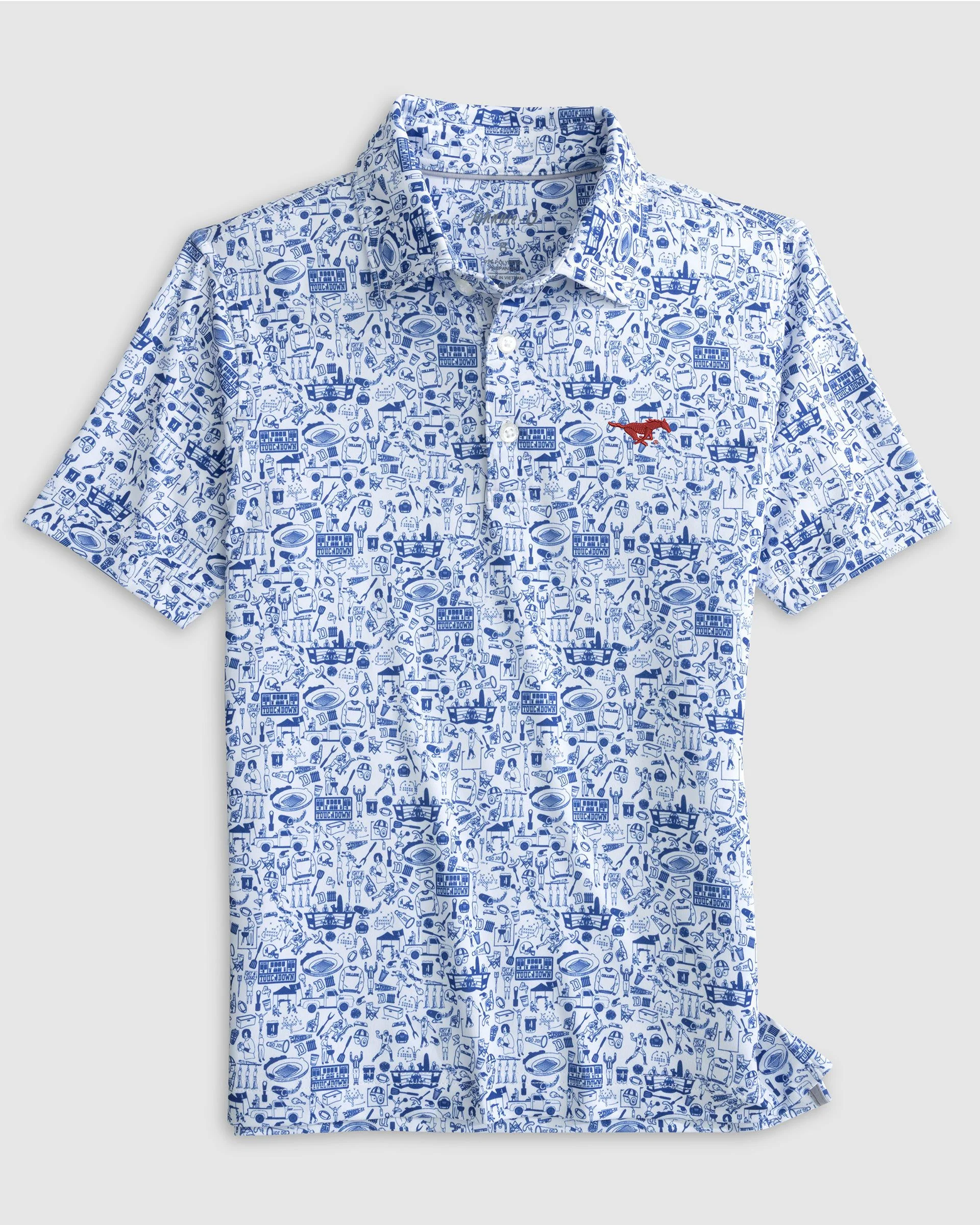Southern Methodist Tailgater Jr. Printed Jersey Performance Polo - Image 3