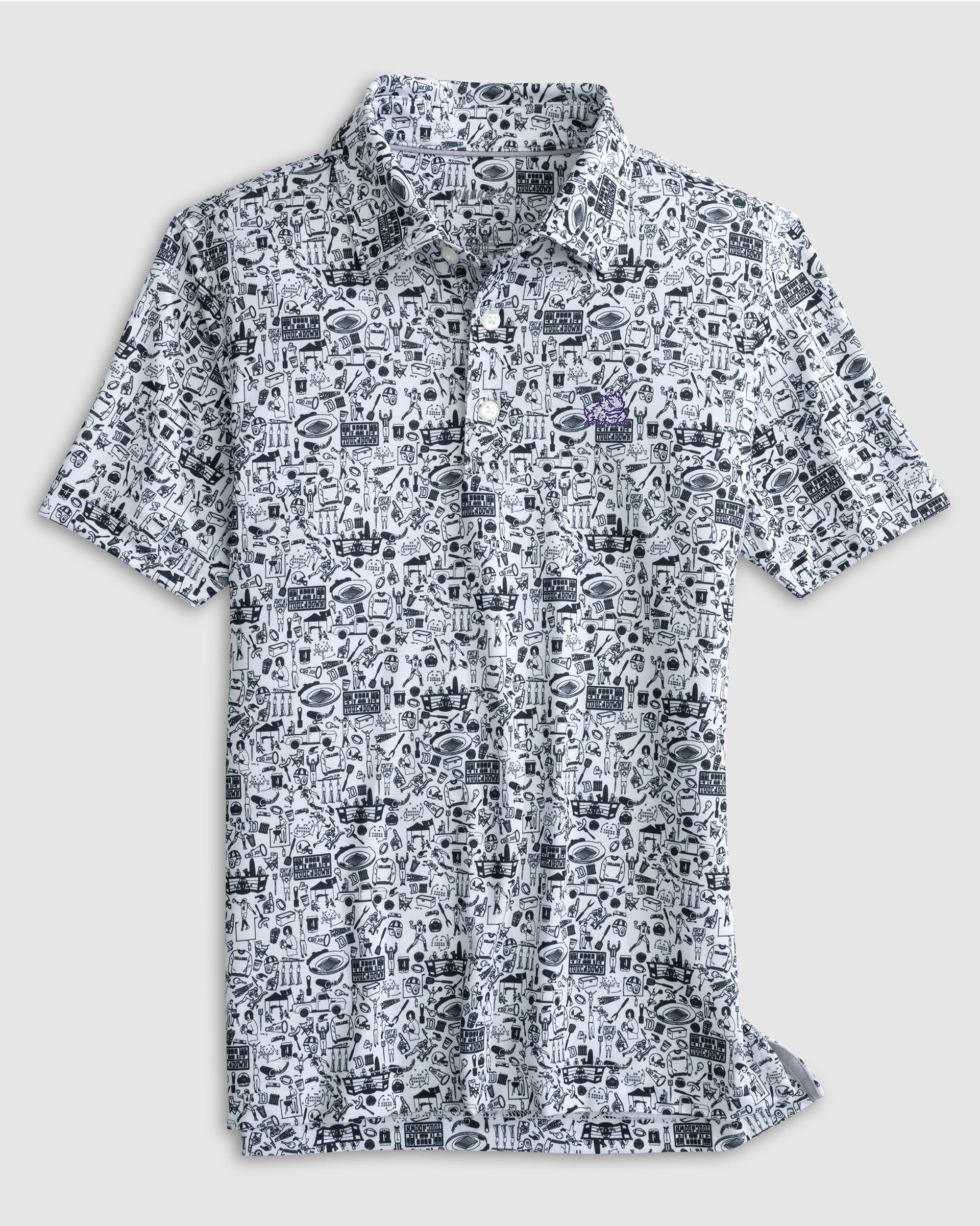 Texas Christian Tailgater Jr. Printed Jersey Performance Polo - Horned Frog Logo