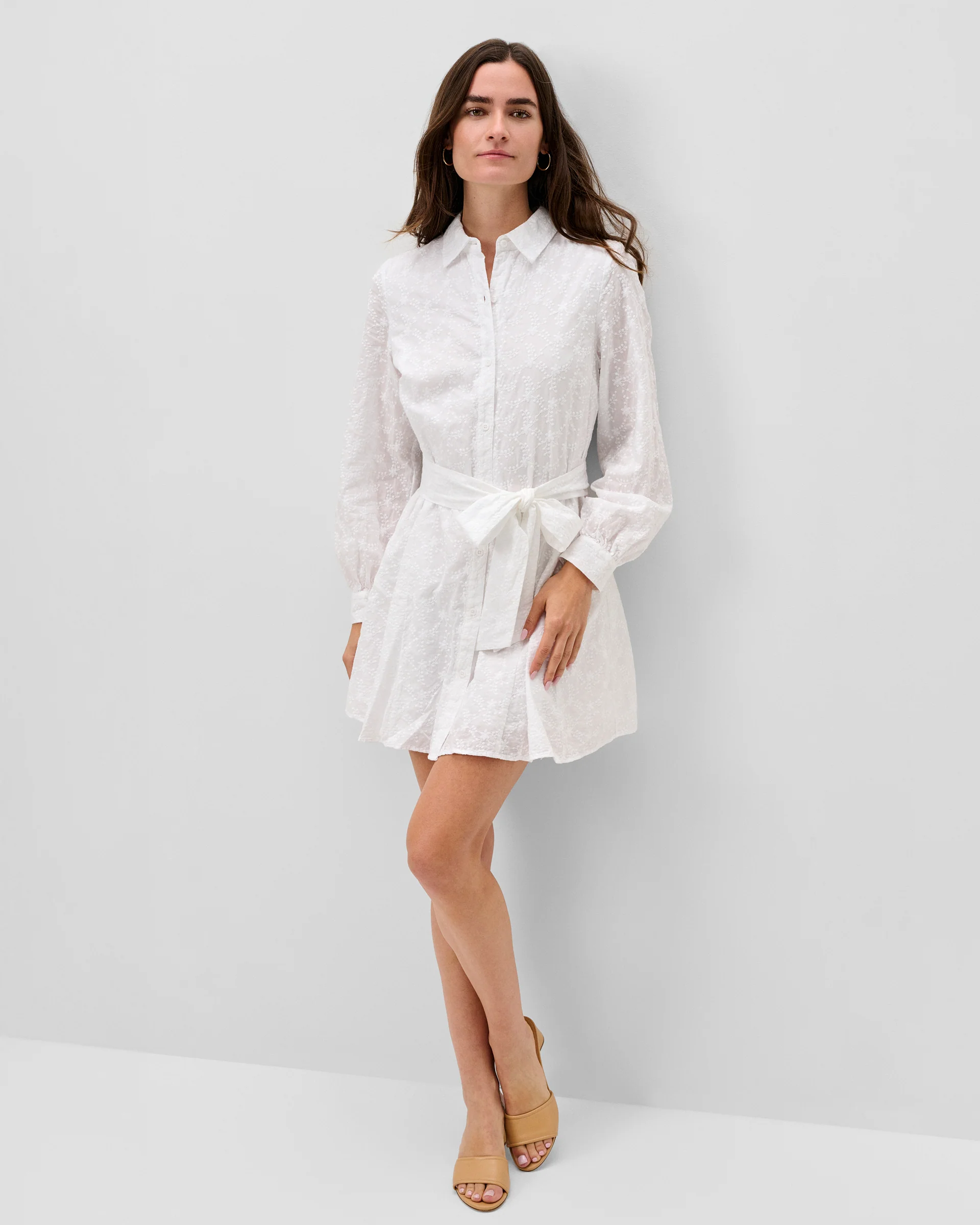 Jenna Embroidered Flared Shirt Dress - Image 4