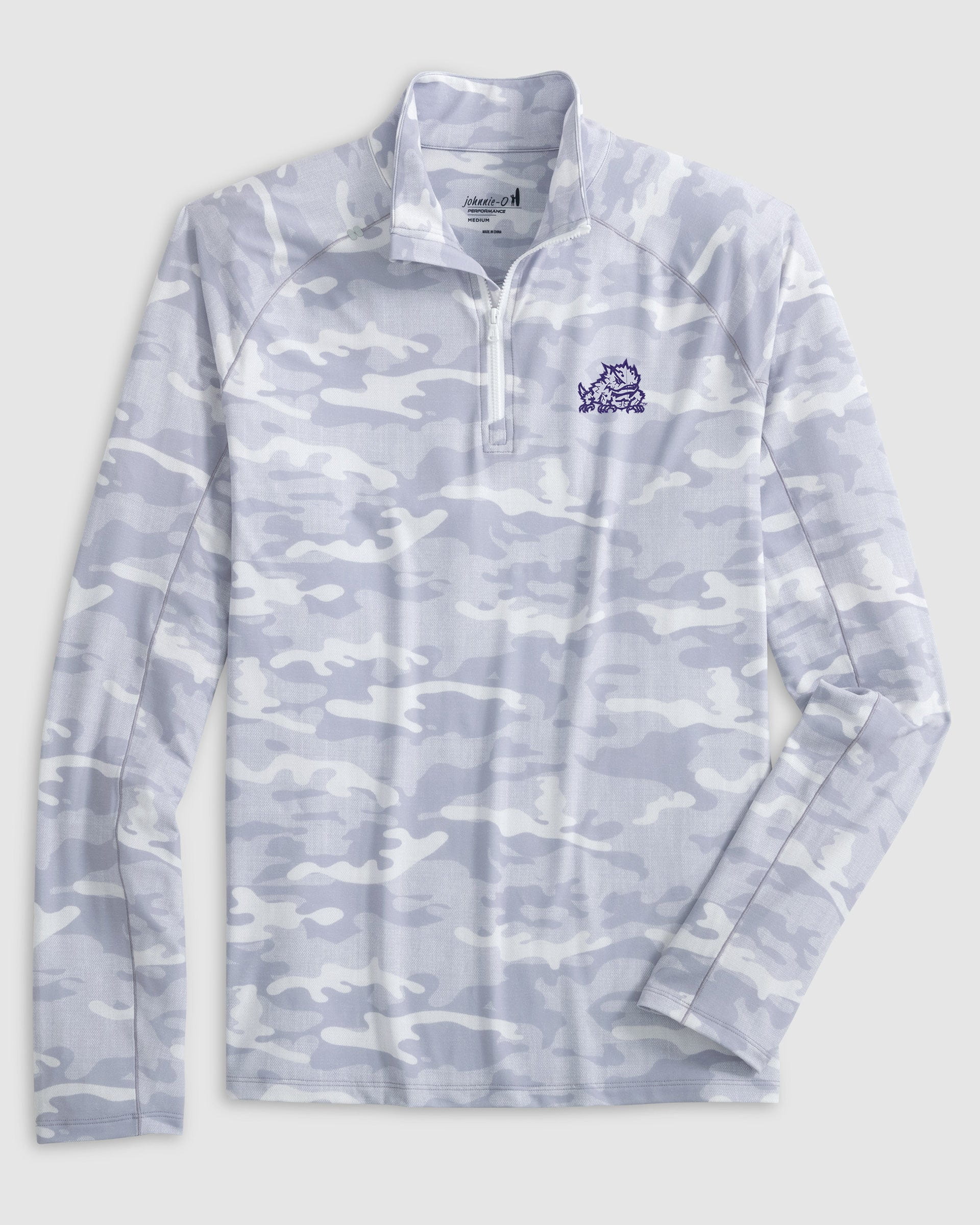 Texas Christian Patton Performance Camo 1/4 Zip - Horned Frog Logo