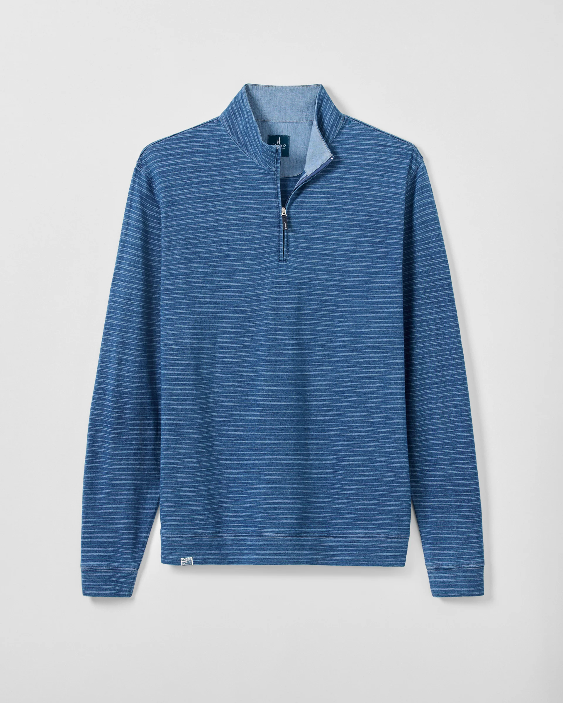 Genova Indigo Striped Jersey 1/4 Zip Pullover - Image 6