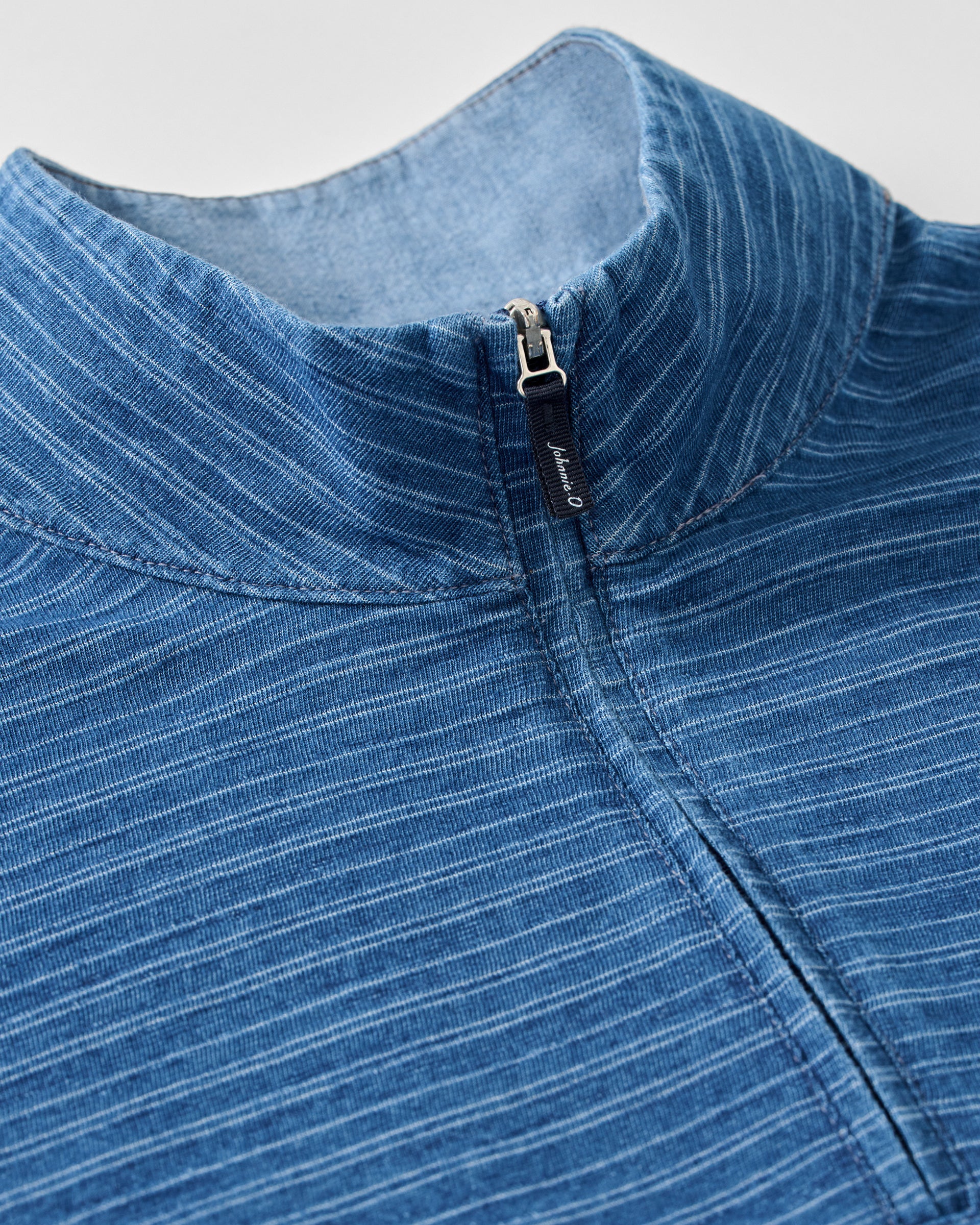 Genova Indigo Striped Jersey 1/4 Zip Pullover - Image 7