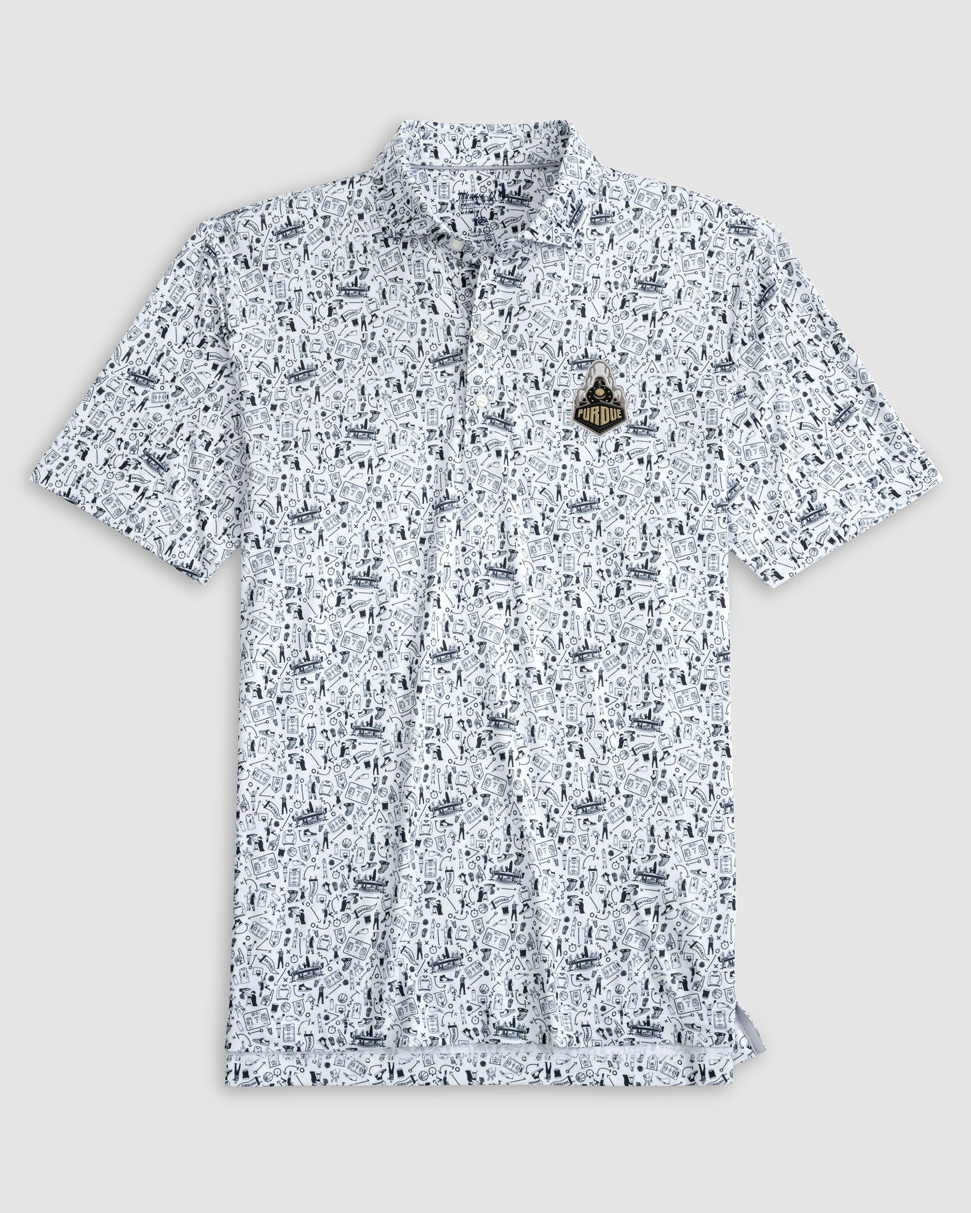 Purdue Hoop There It Is Printed Performance Jersey Polo - Boilermaker Logo