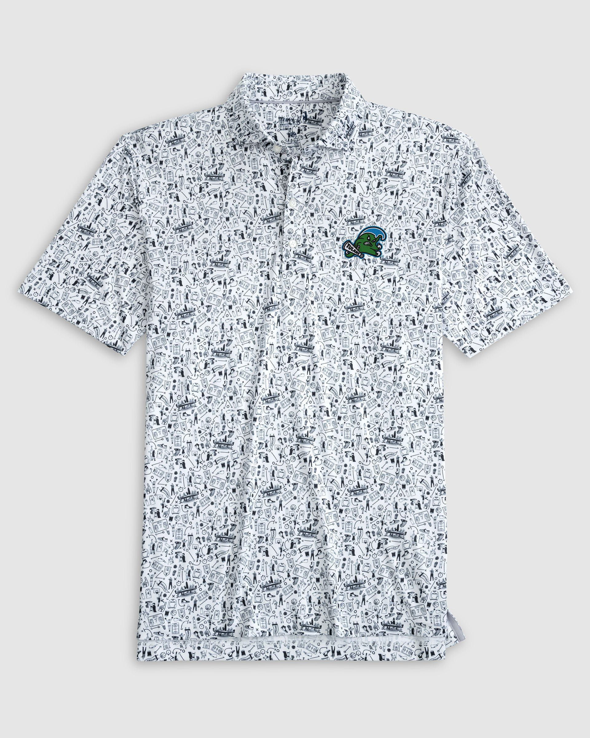 Tulane Hoop There It Is Printed Performance Jersey Polo - Angry Wave Logo