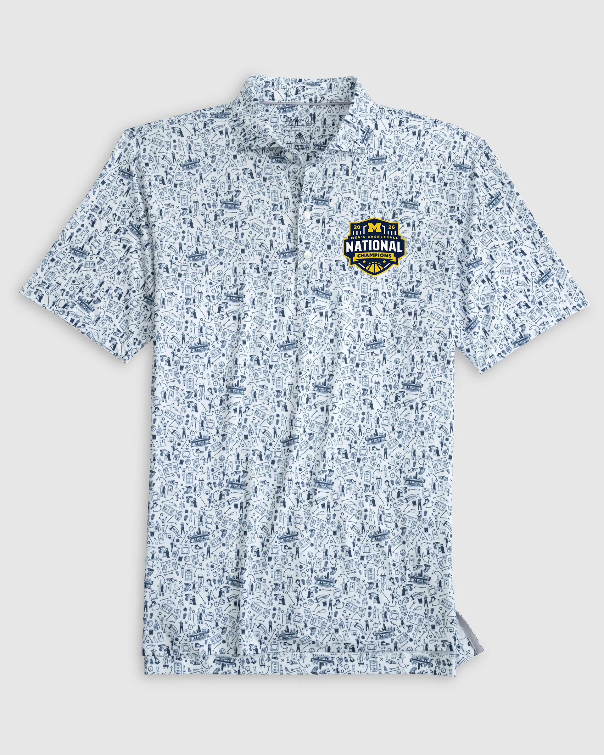 University of Michigan Hoop There It Is Printed Performance Jersey Polo - 2026 Men's College Basketball Champions Logo