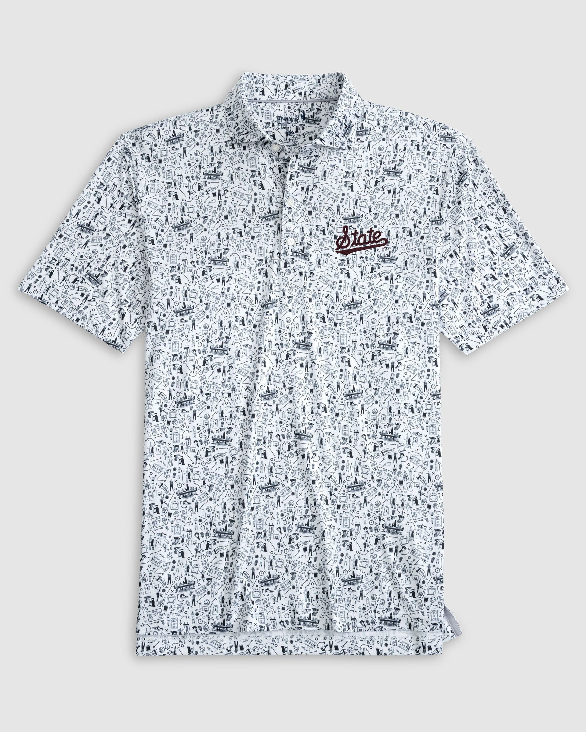 Mississippi State Hoop There It Is Printed Performance Jersey Polo - State Logo