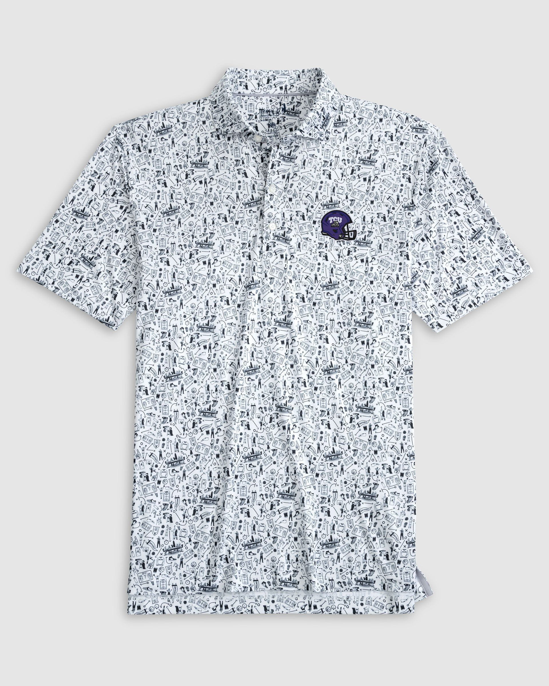 Texas Christian Hoop There It Is Printed Performance Jersey Polo - Helmet Logo