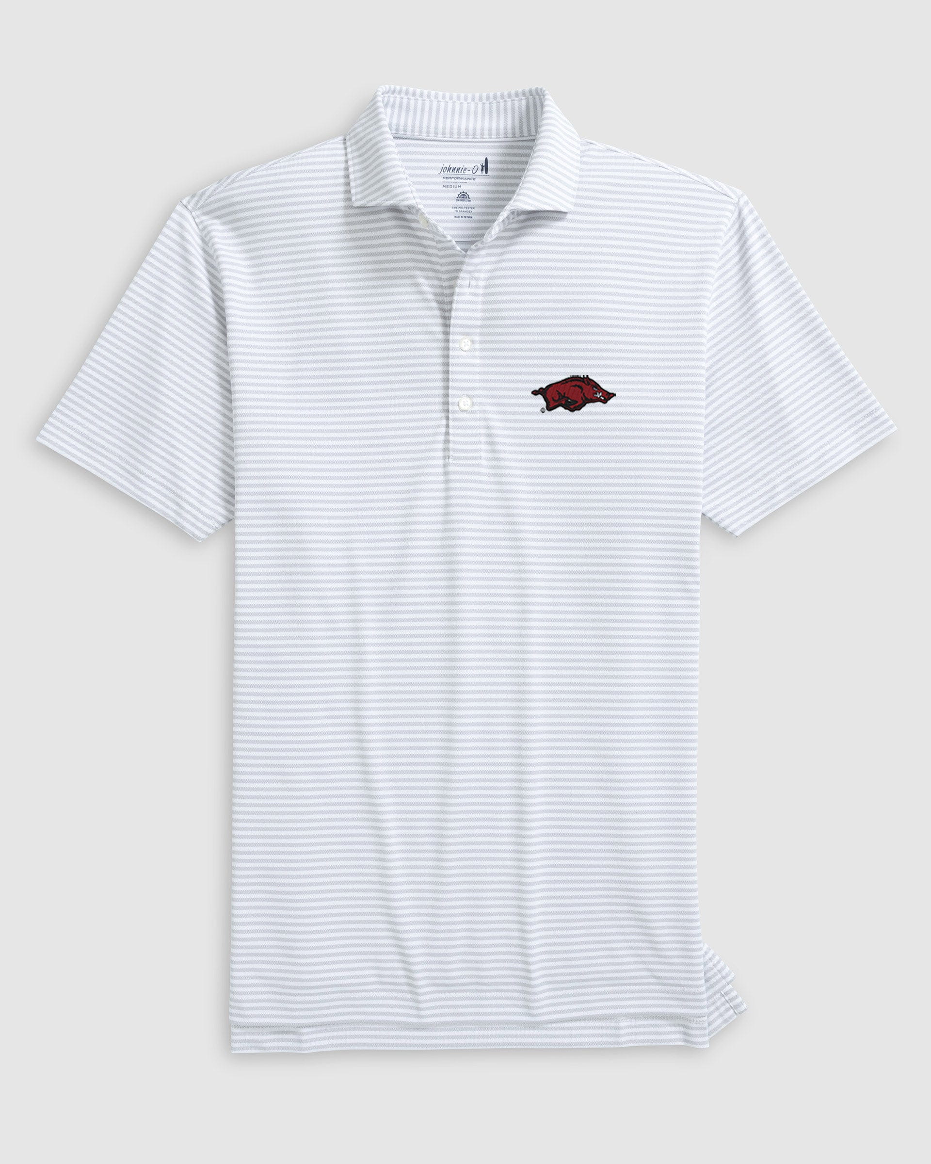 University of Arkansas Stetsons Striped Performance Mesh Polo - Image 4
