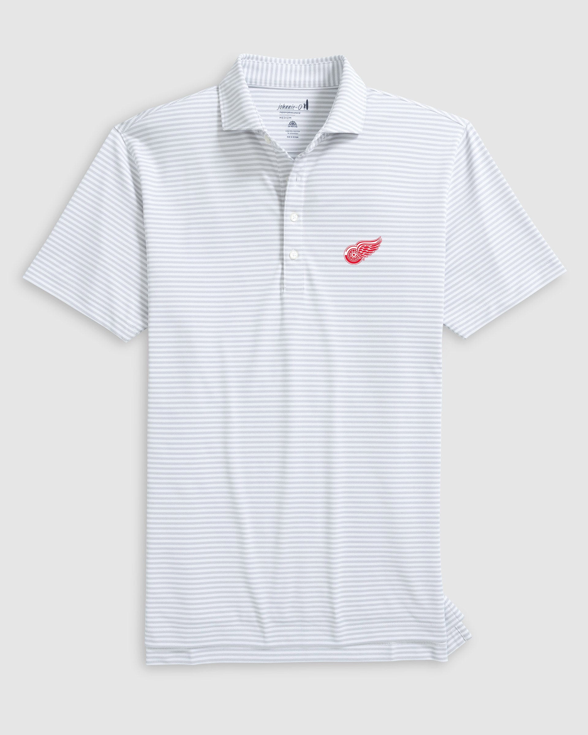 Detroit Redwings Stetsons Striped Performance Mesh Polo - Image 3