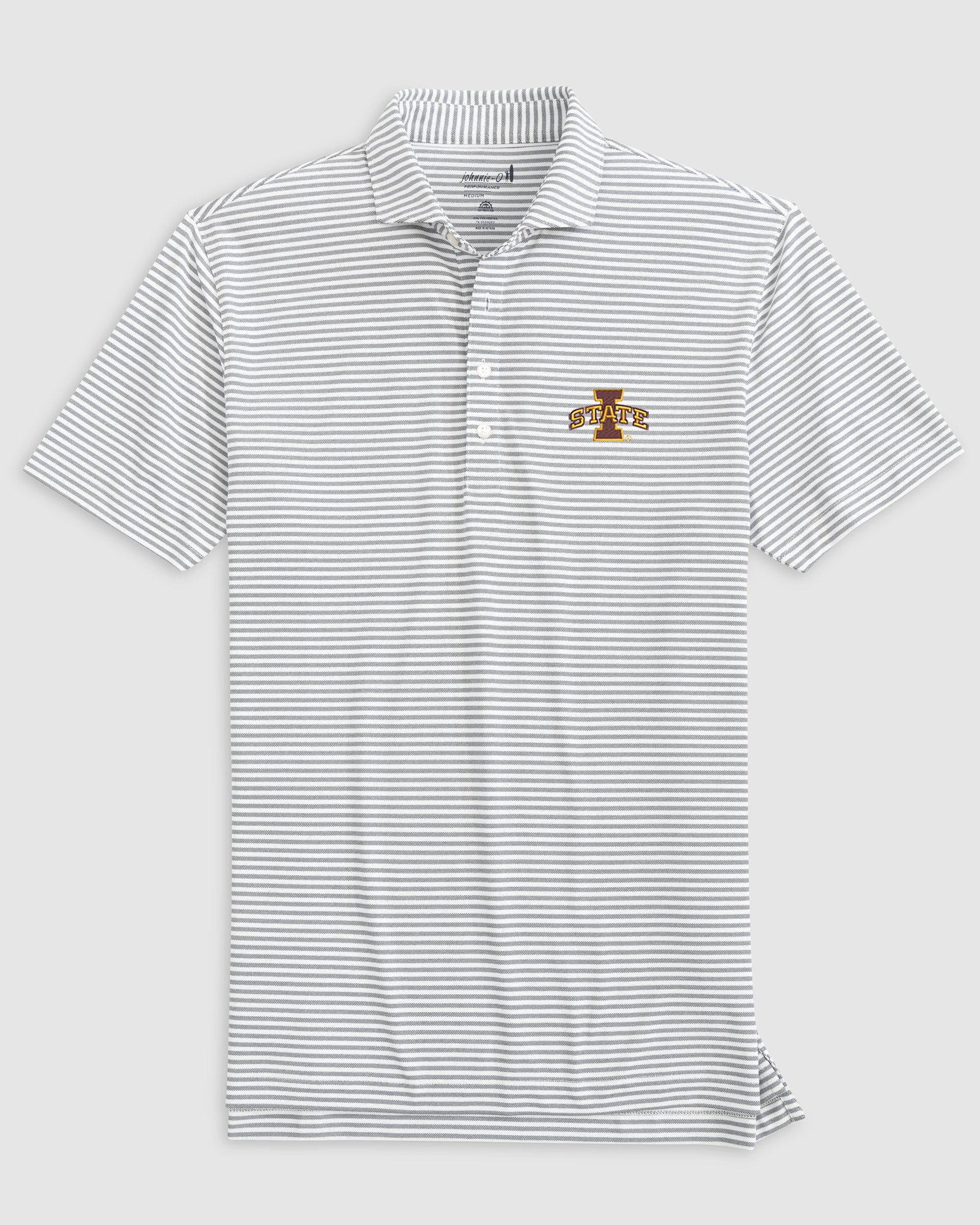 Iowa State Stetsons Striped Performance Mesh Polo