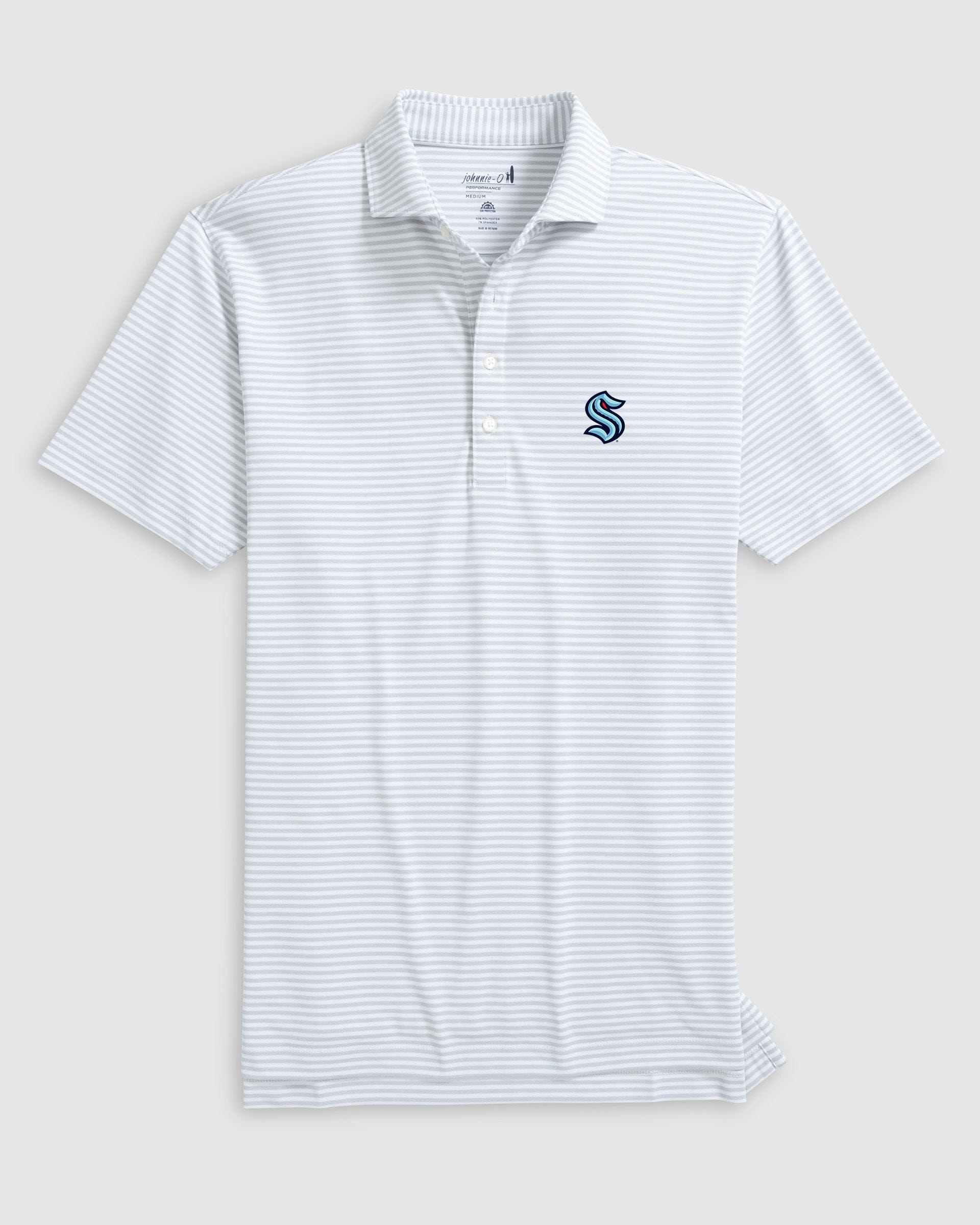 Seattle Kraken Stetsons Striped Performance Mesh Polo - Image 3