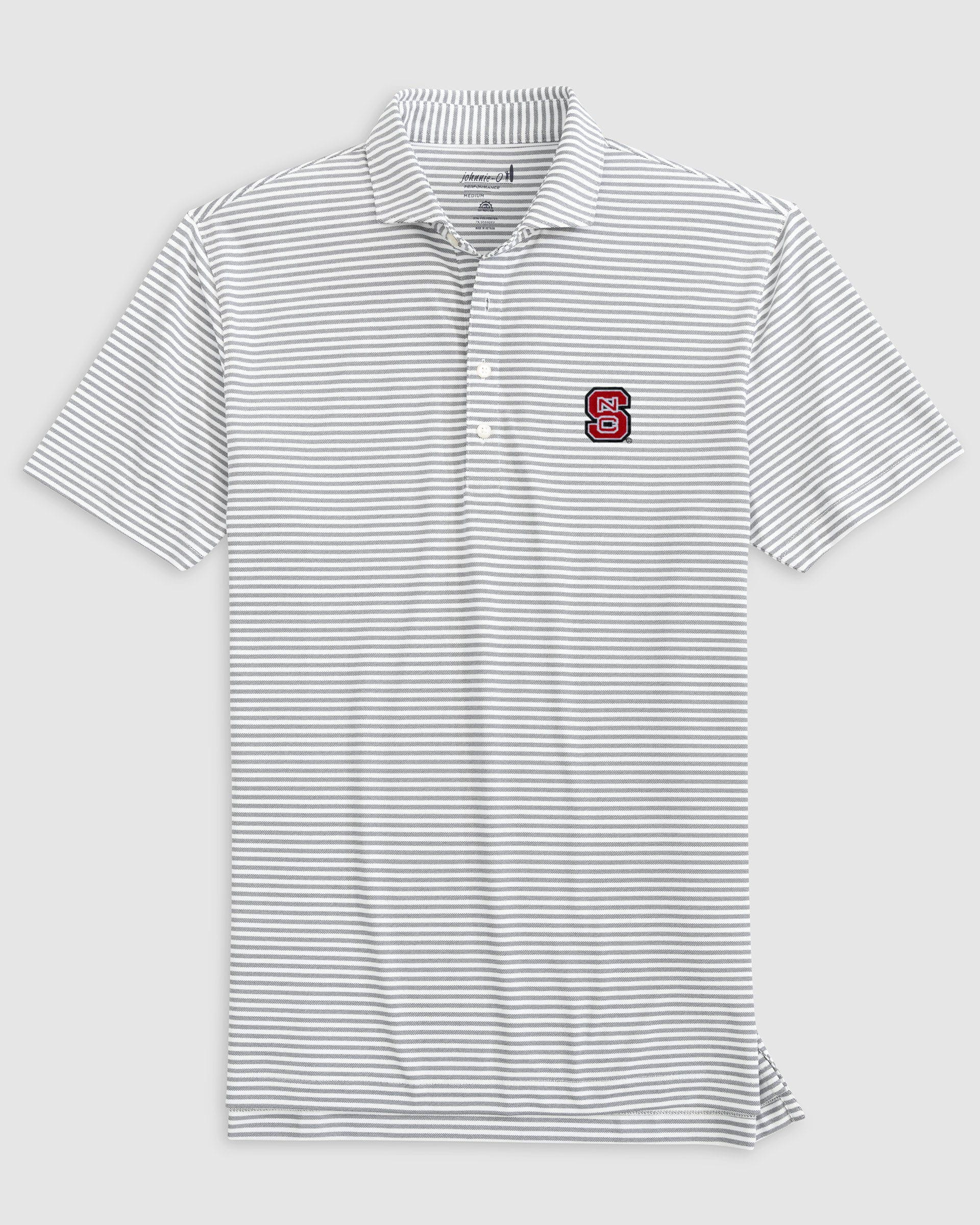 NC State University Stetsons Striped Performance Mesh Polo