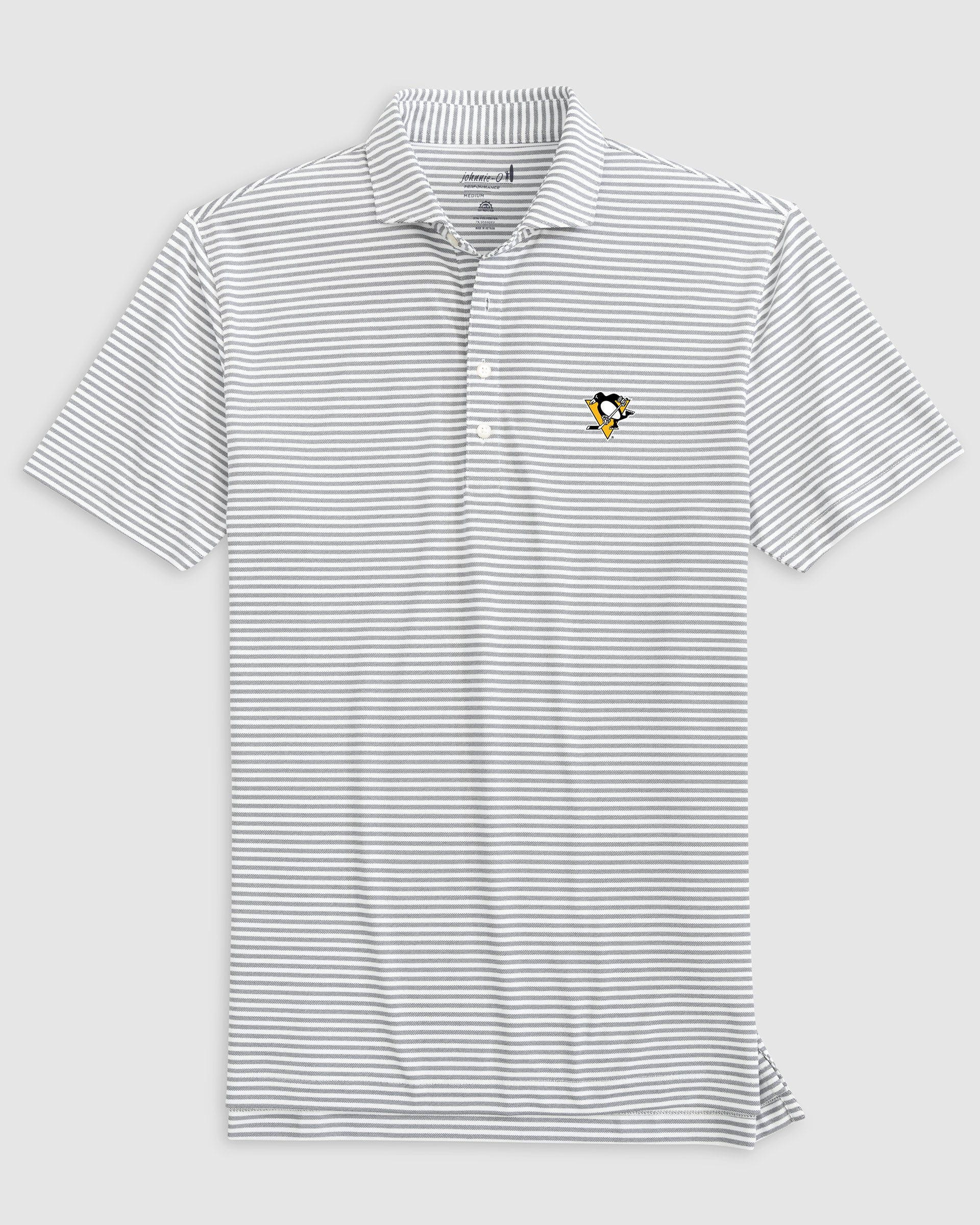 Pittsburgh Penguins Stetsons Striped Performance Mesh Polo