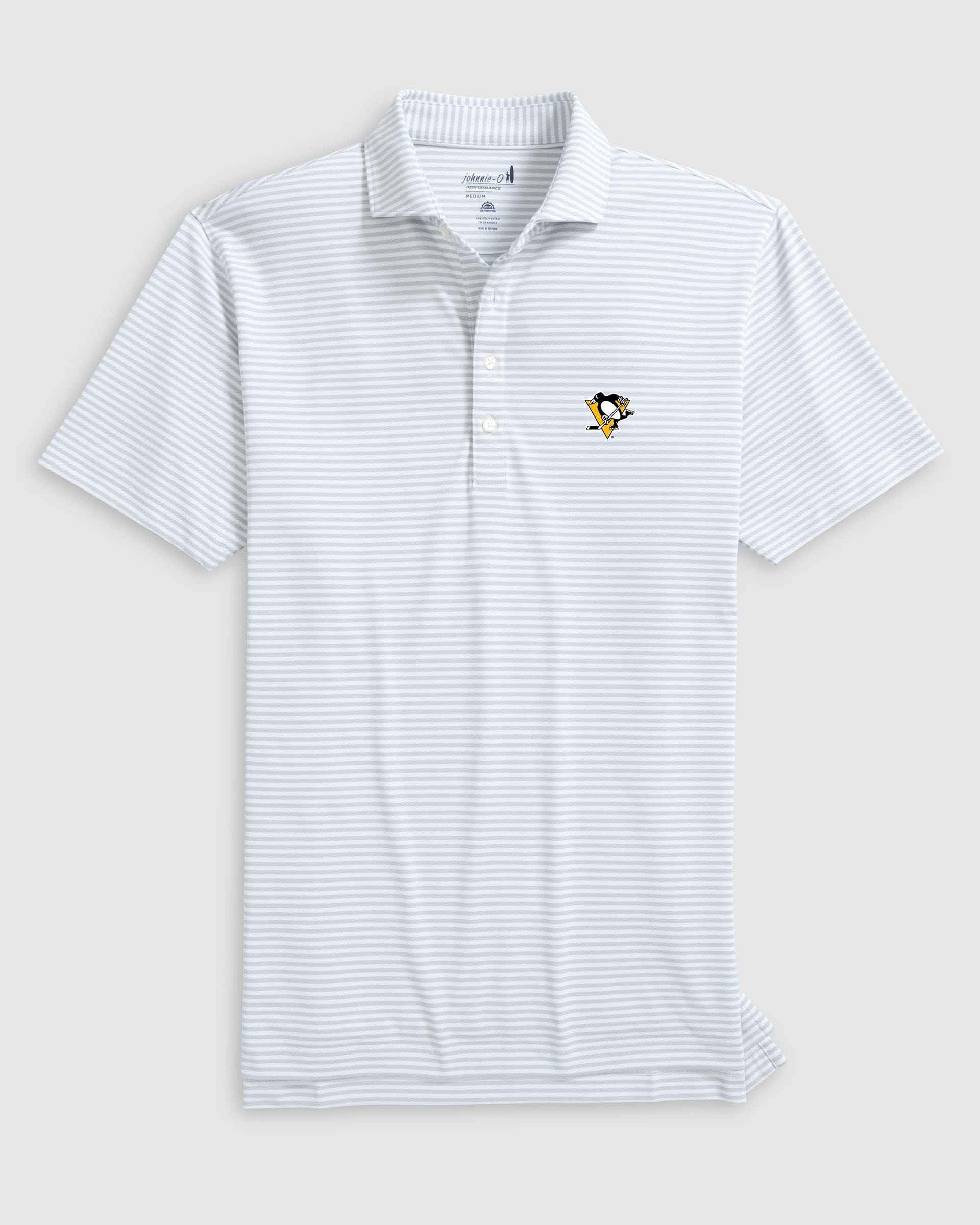Pittsburgh Penguins Stetsons Striped Performance Mesh Polo - Image 2