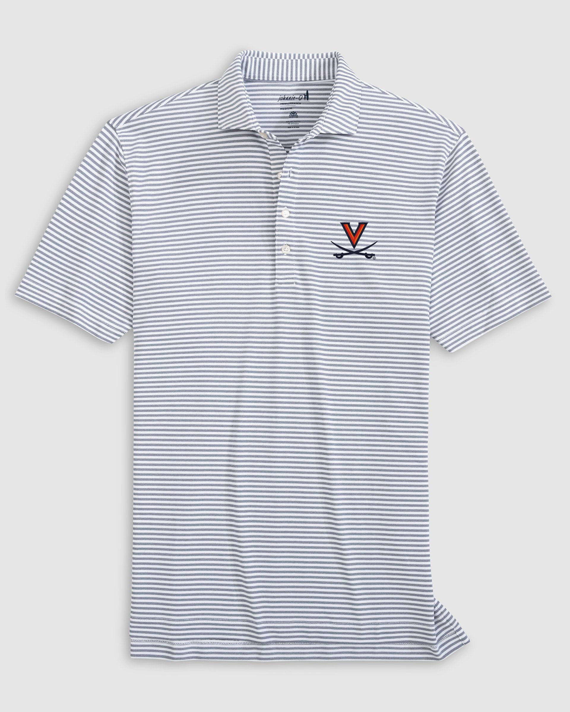 Virginia Stetsons Striped Performance Mesh Polo