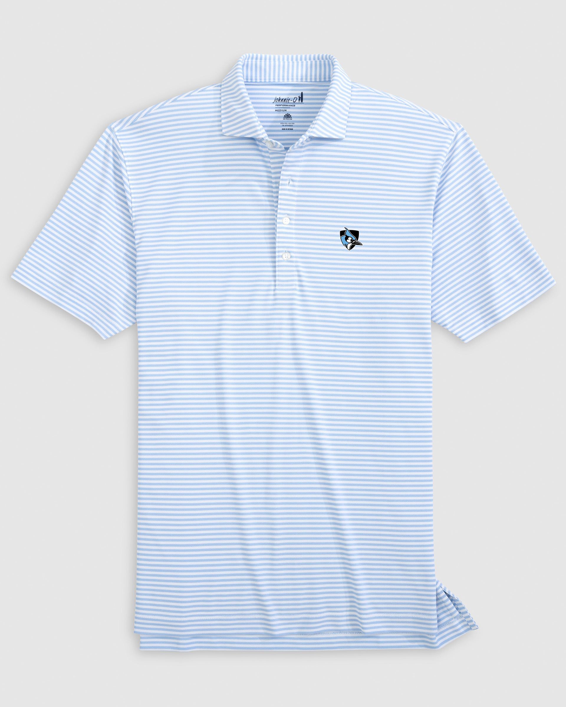 Johns Hopkins Stetsons Striped Performance Mesh Polo- Athletic Logo - Image 3