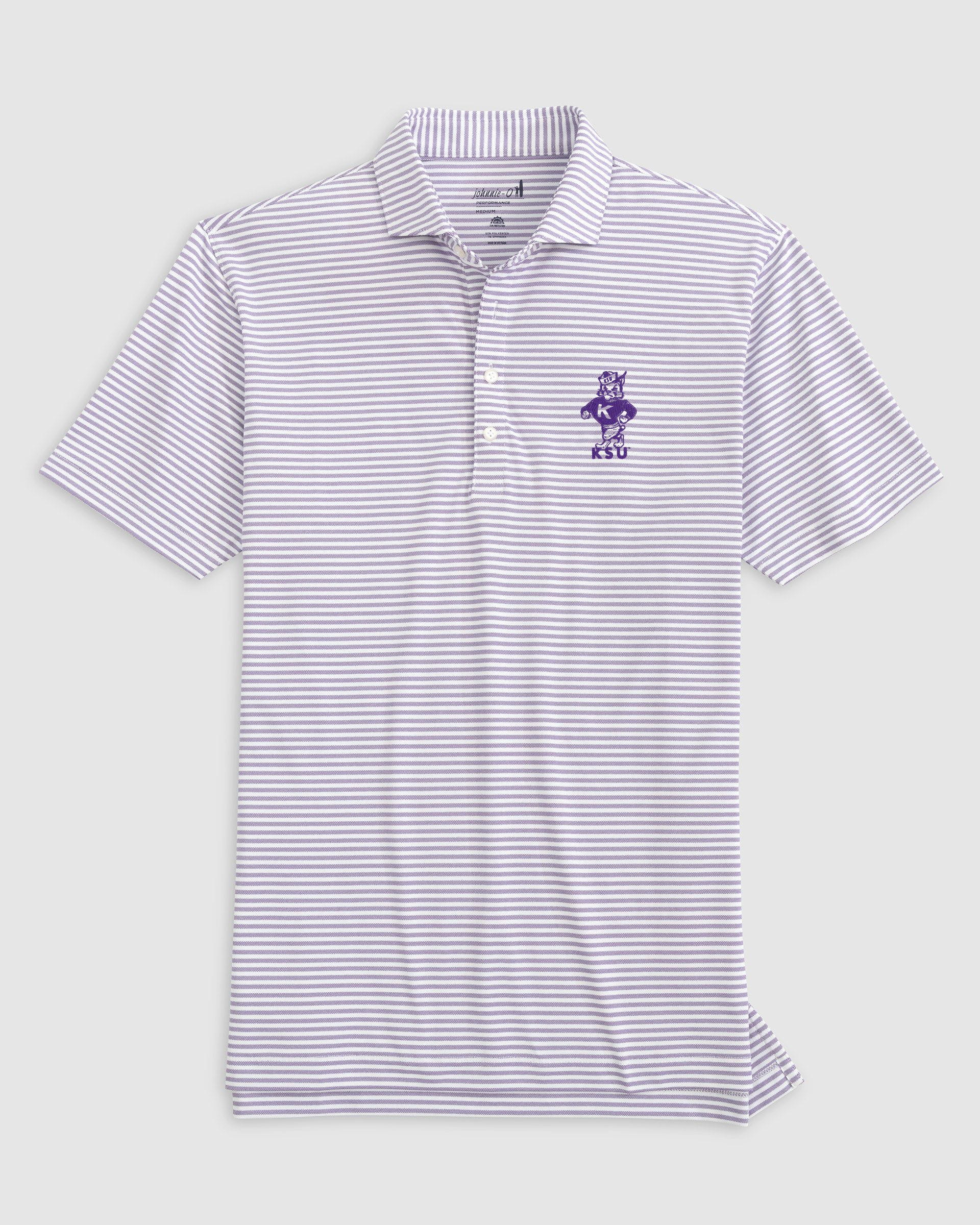 Kansas State Stetsons Striped Performance Mesh Polo - Vault Logo - Image 2