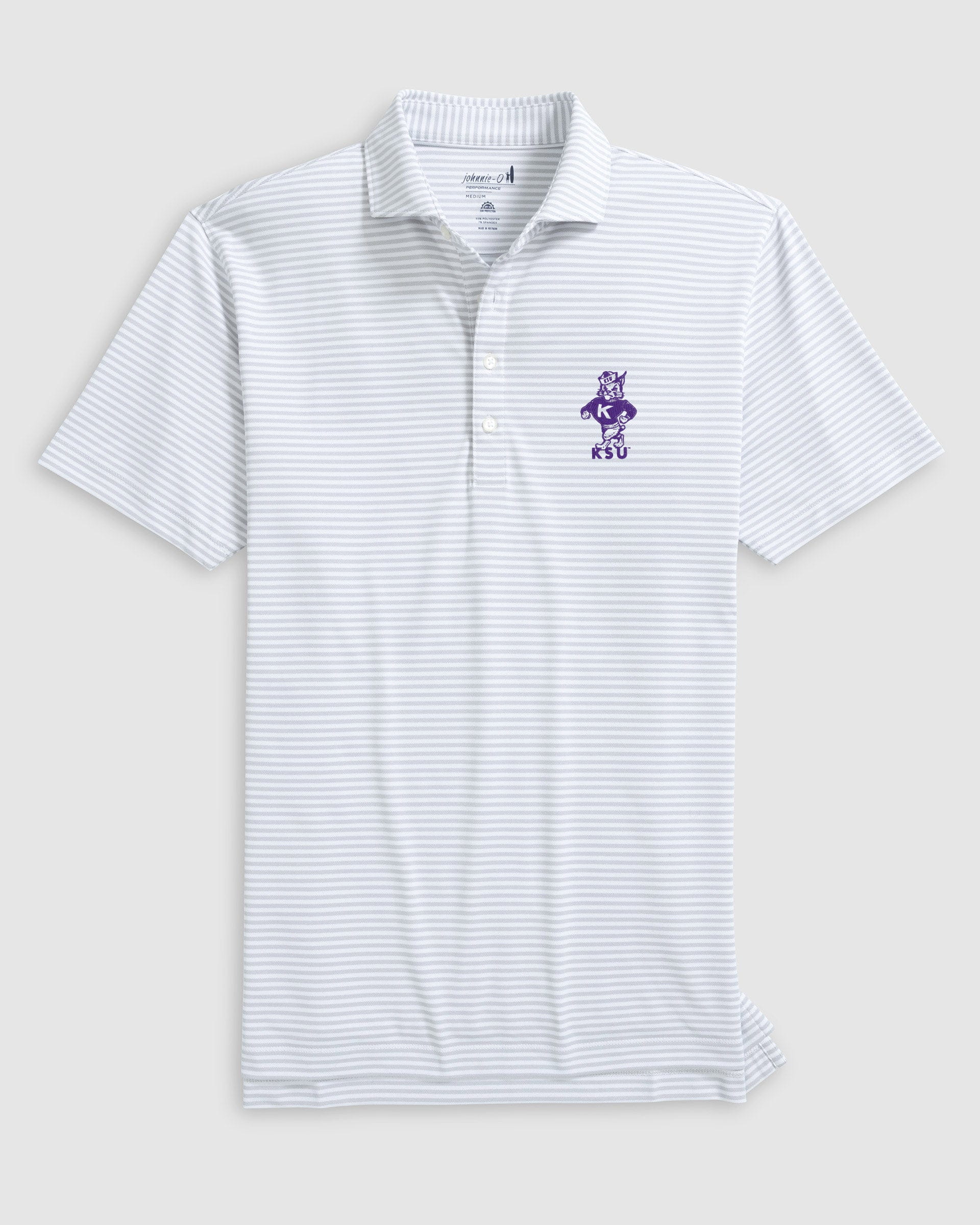Kansas State Stetsons Striped Performance Mesh Polo - Vault Logo - Image 3