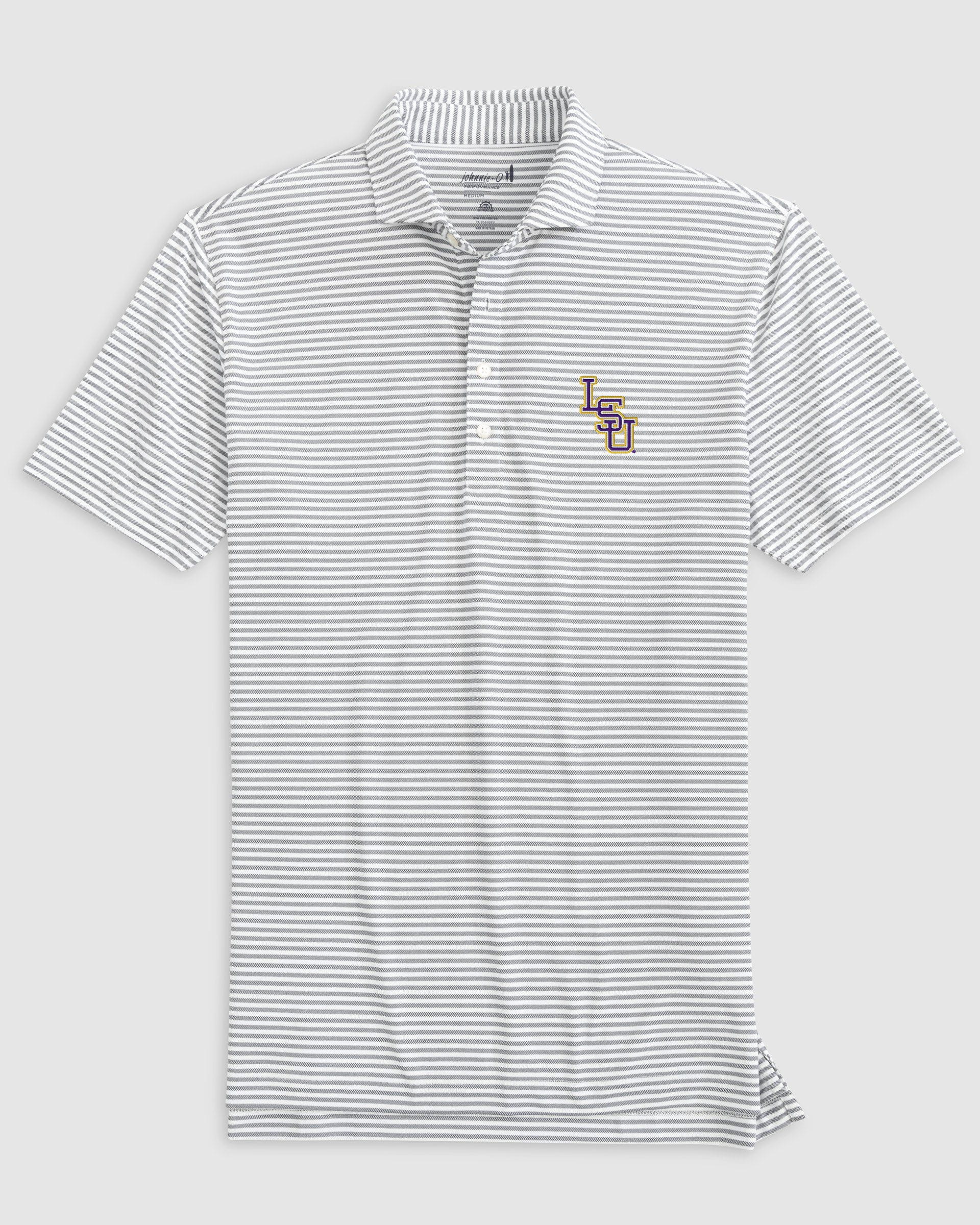 Louisiana State Stetsons Striped Performance Mesh Polo - Baseball Logo - Image 2