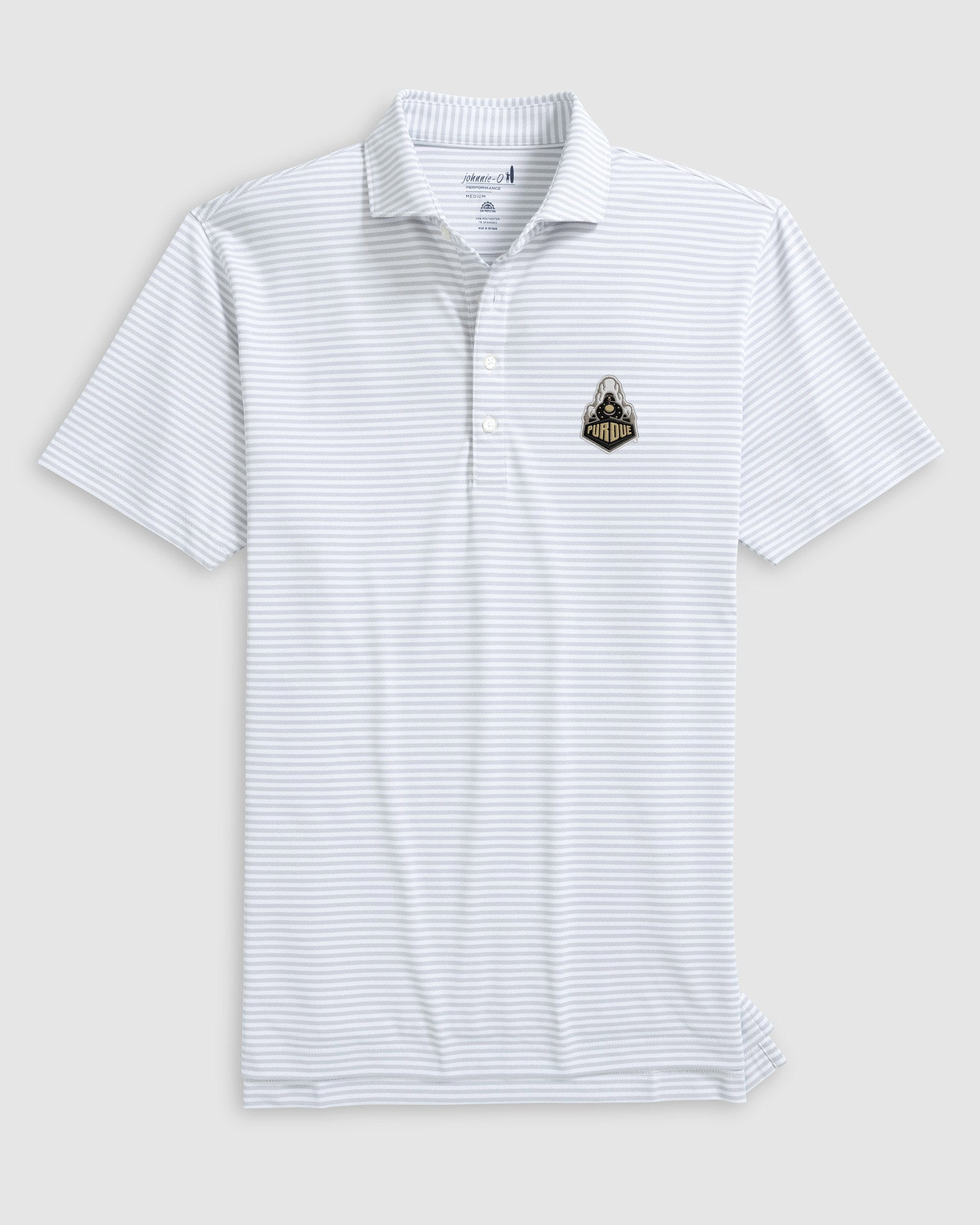 Purdue Stetsons Striped Performance Mesh Polo - Boilermaker Logo - Image 2
