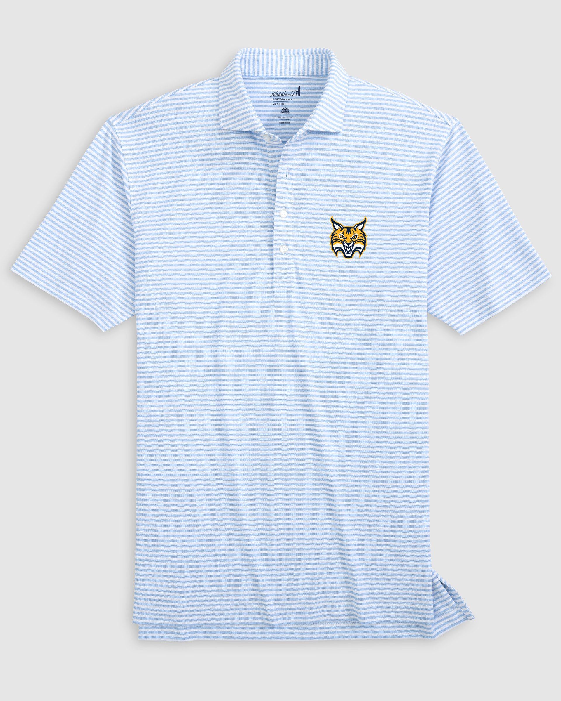 Quinnipiac Stetsons Striped Performance Mesh Polo - Growler Logo