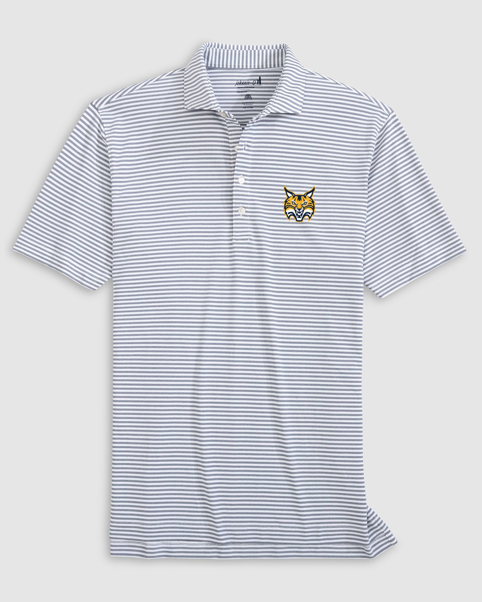 Quinnipiac Stetsons Striped Performance Mesh Polo - Growler Logo - Image 2