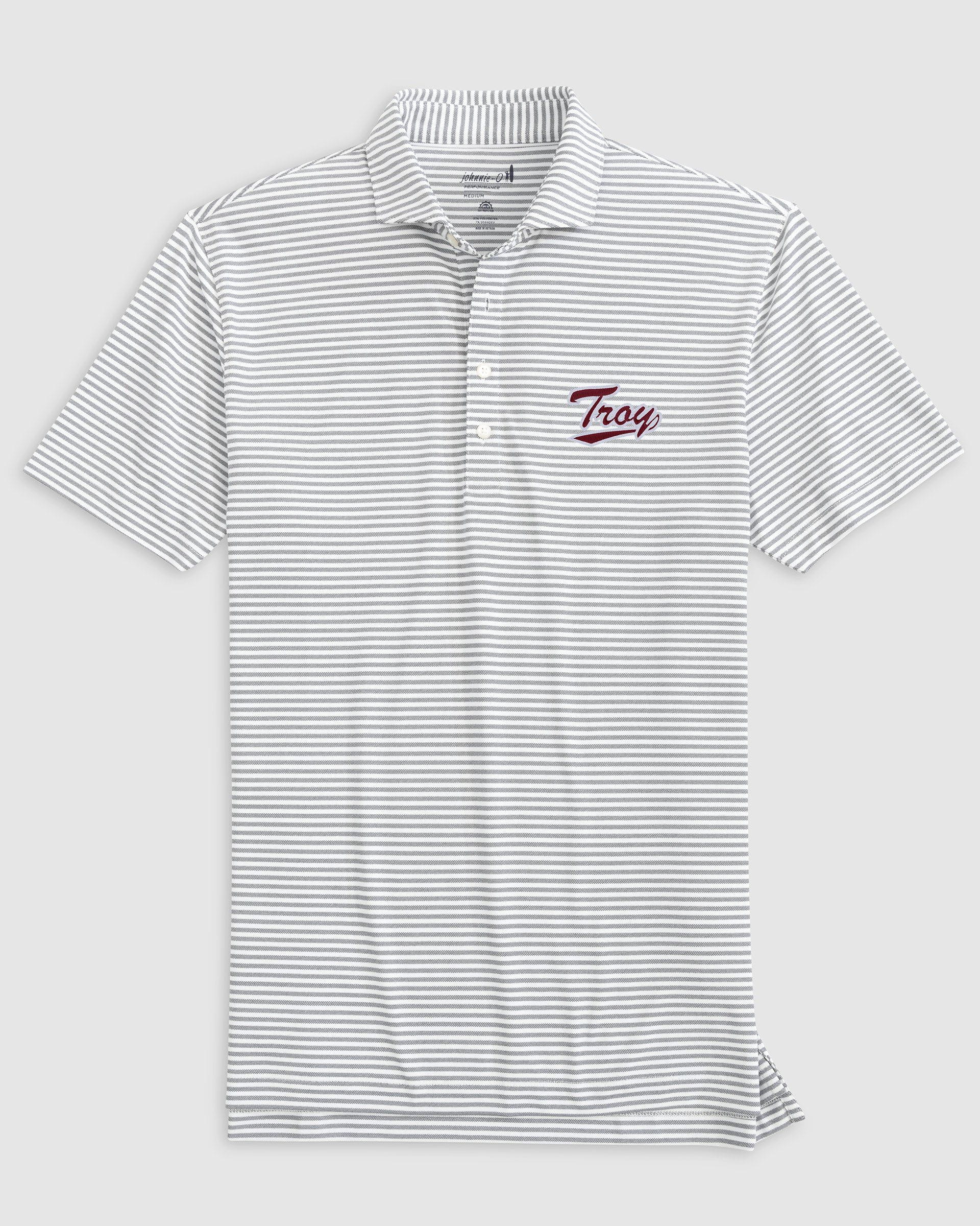 Troy Stetsons Striped Performance Mesh Polo - Script Logo