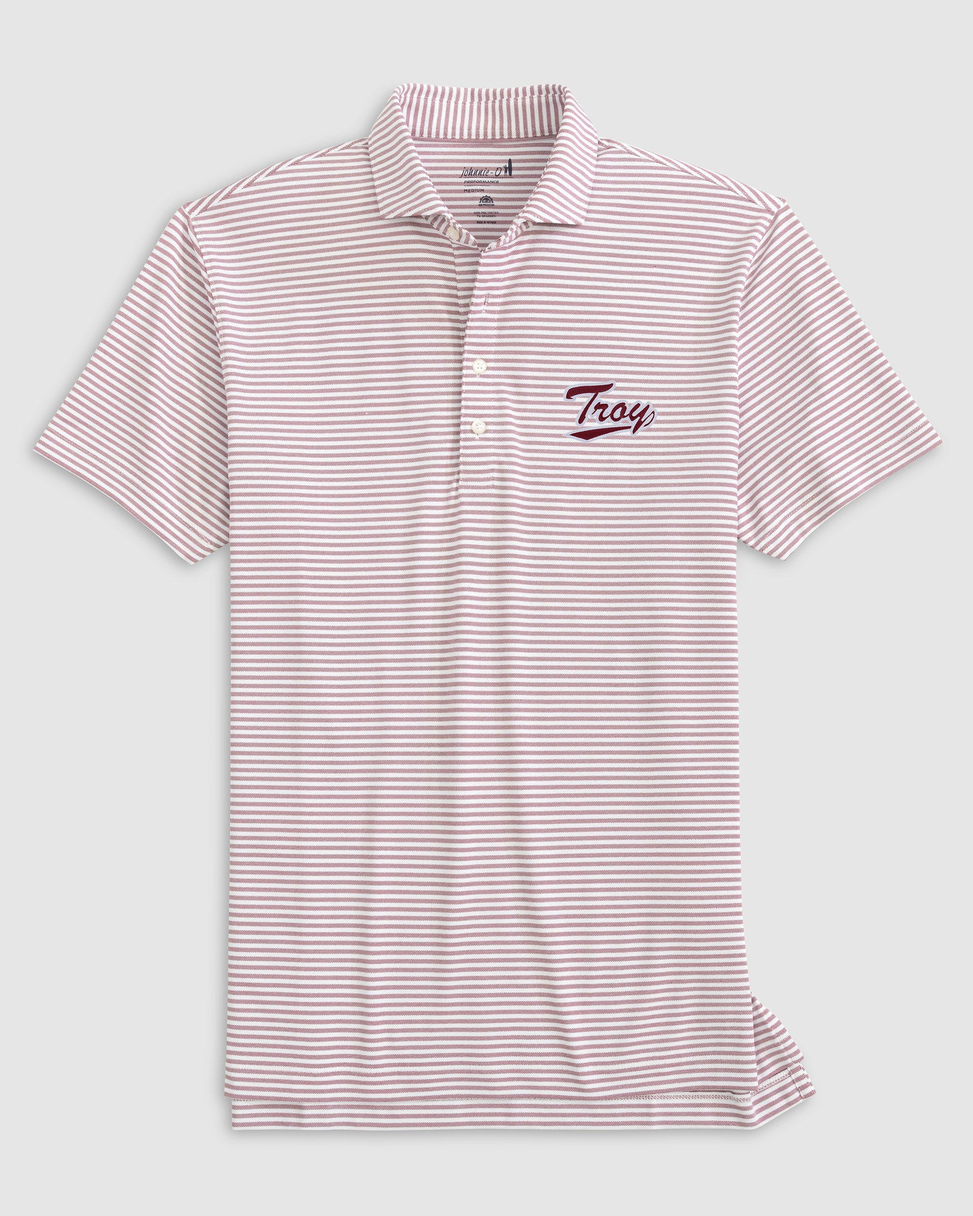 Troy Stetsons Striped Performance Mesh Polo - Script Logo - Image 2