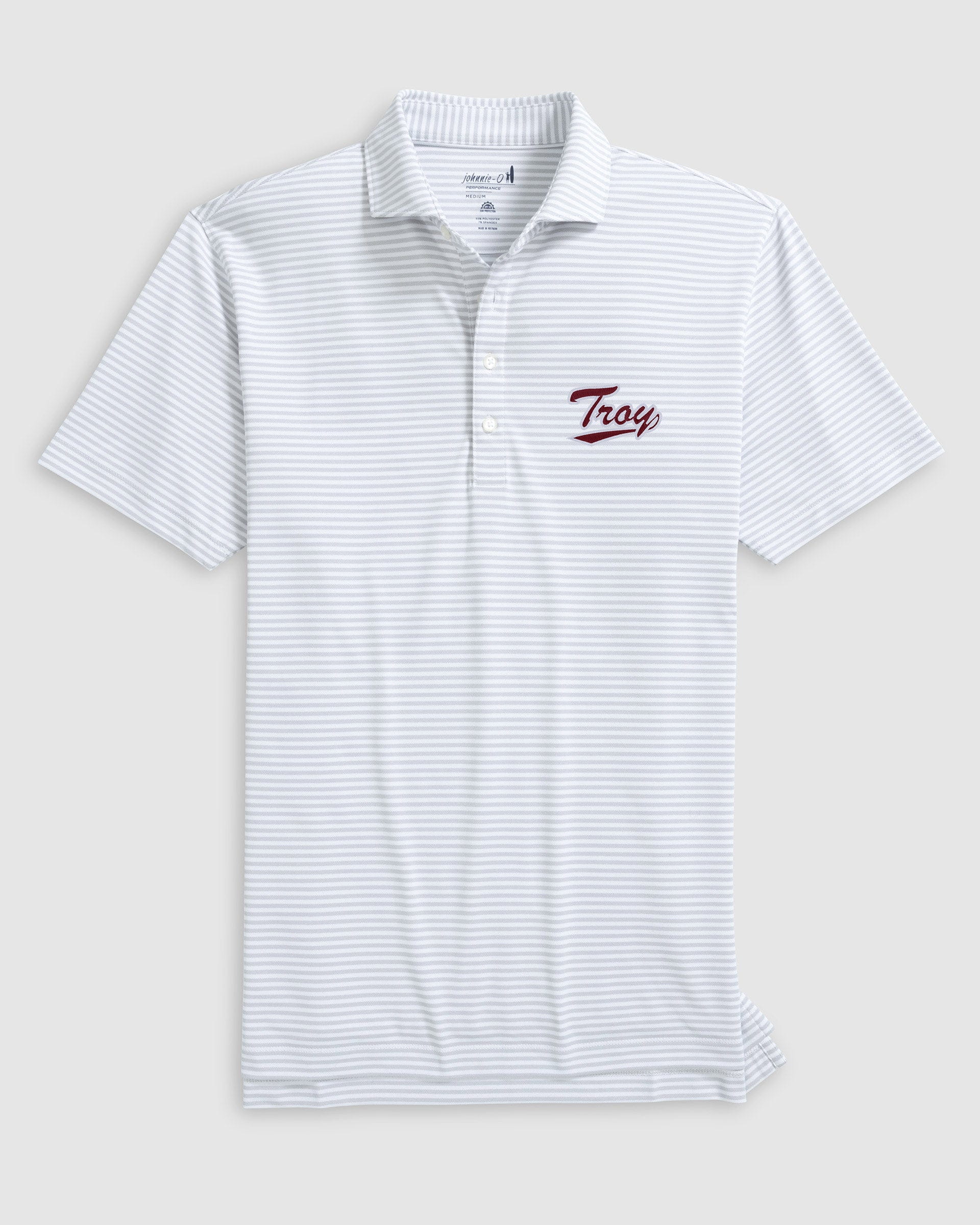 Troy Stetsons Striped Performance Mesh Polo - Script Logo - Image 3