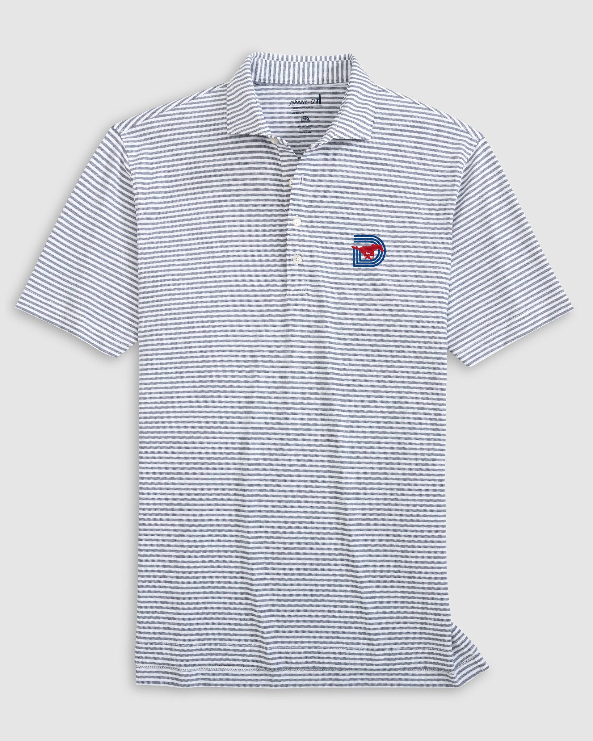 Southern Methodist Stetsons Striped Performance Mesh Polo - Triple D Logo - Image 3