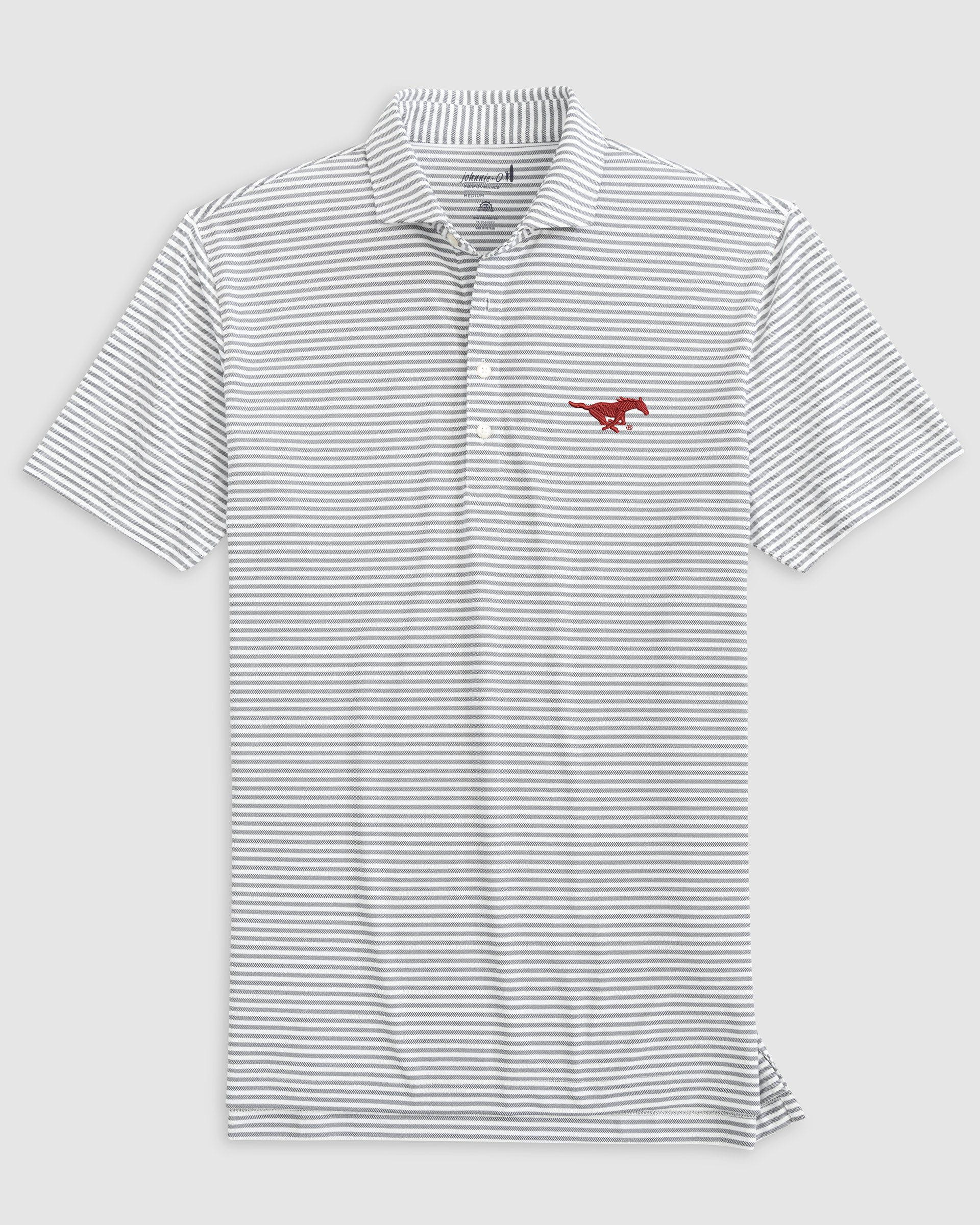 Southern Methodist Stetsons Striped Performance Mesh Polo - Image 3