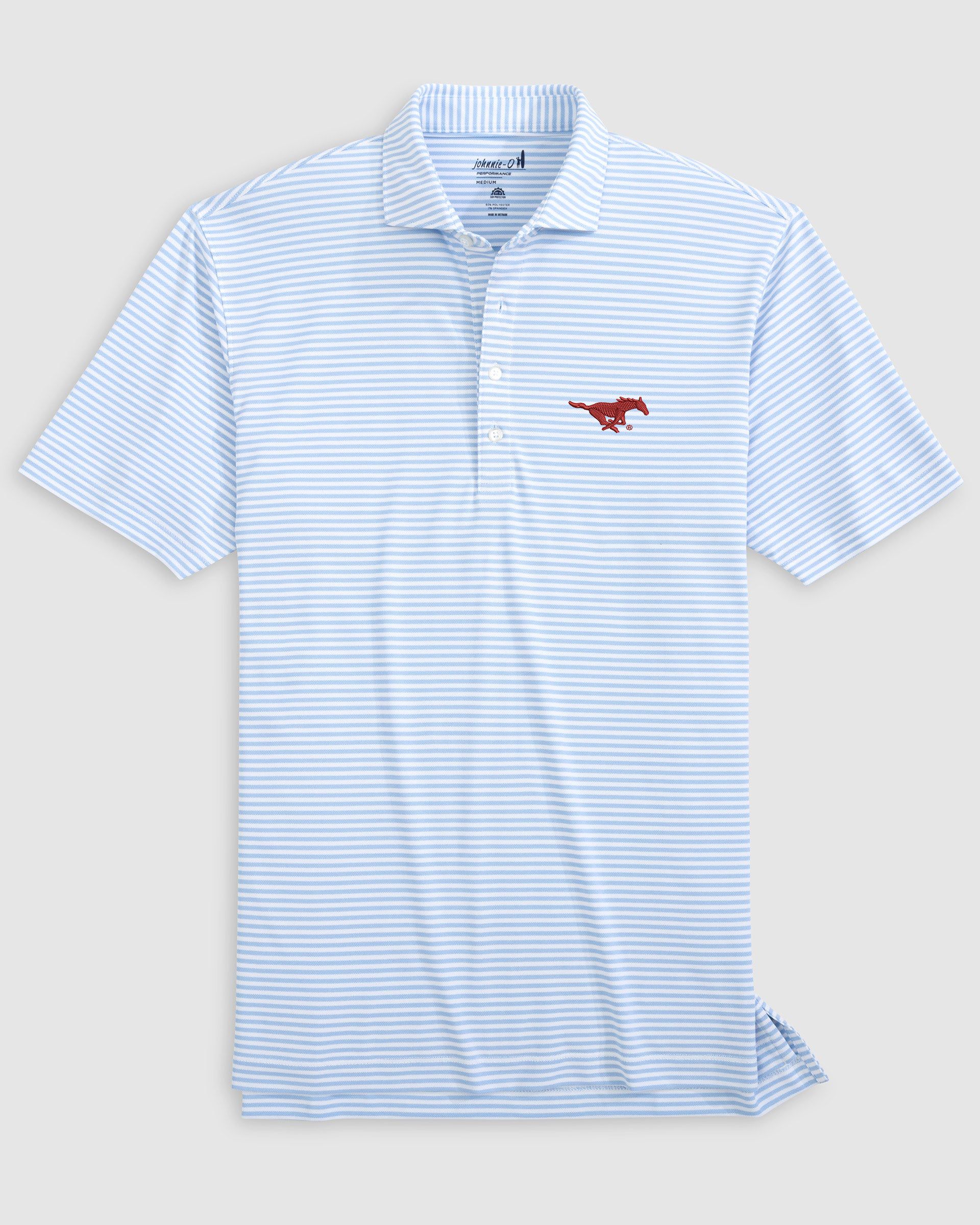 Southern Methodist Stetsons Striped Performance Mesh Polo - Image 4