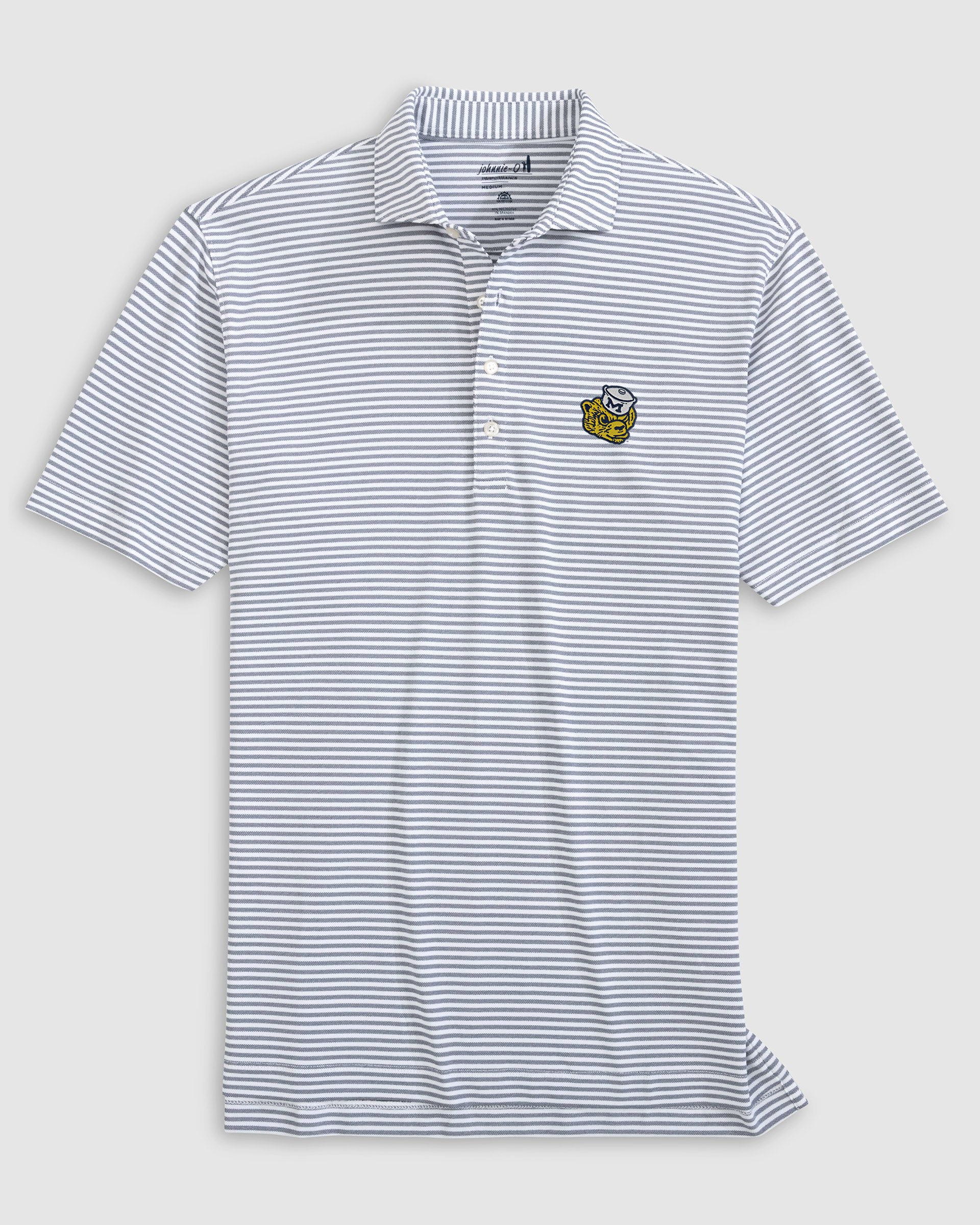 Michigan Stetsons Striped Performance Mesh Polo - Vault Logo