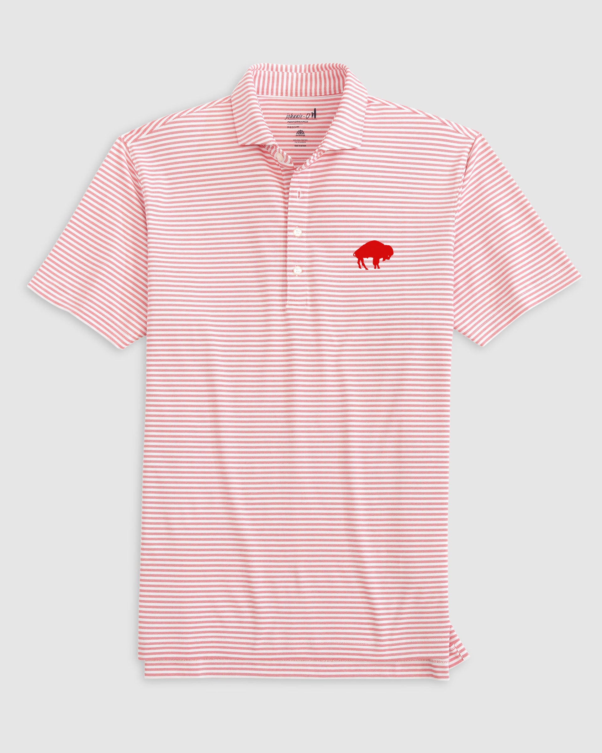 Buffalo Bills Stetsons Striped Performance Mesh Polo - Classic Logo - Image 2