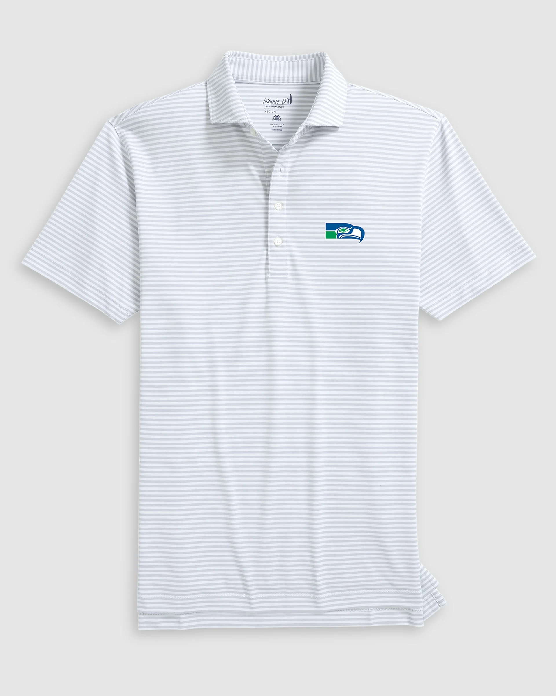 Seattle Seahawks Stetsons Striped Performance Mesh Polo - Classic Logo
