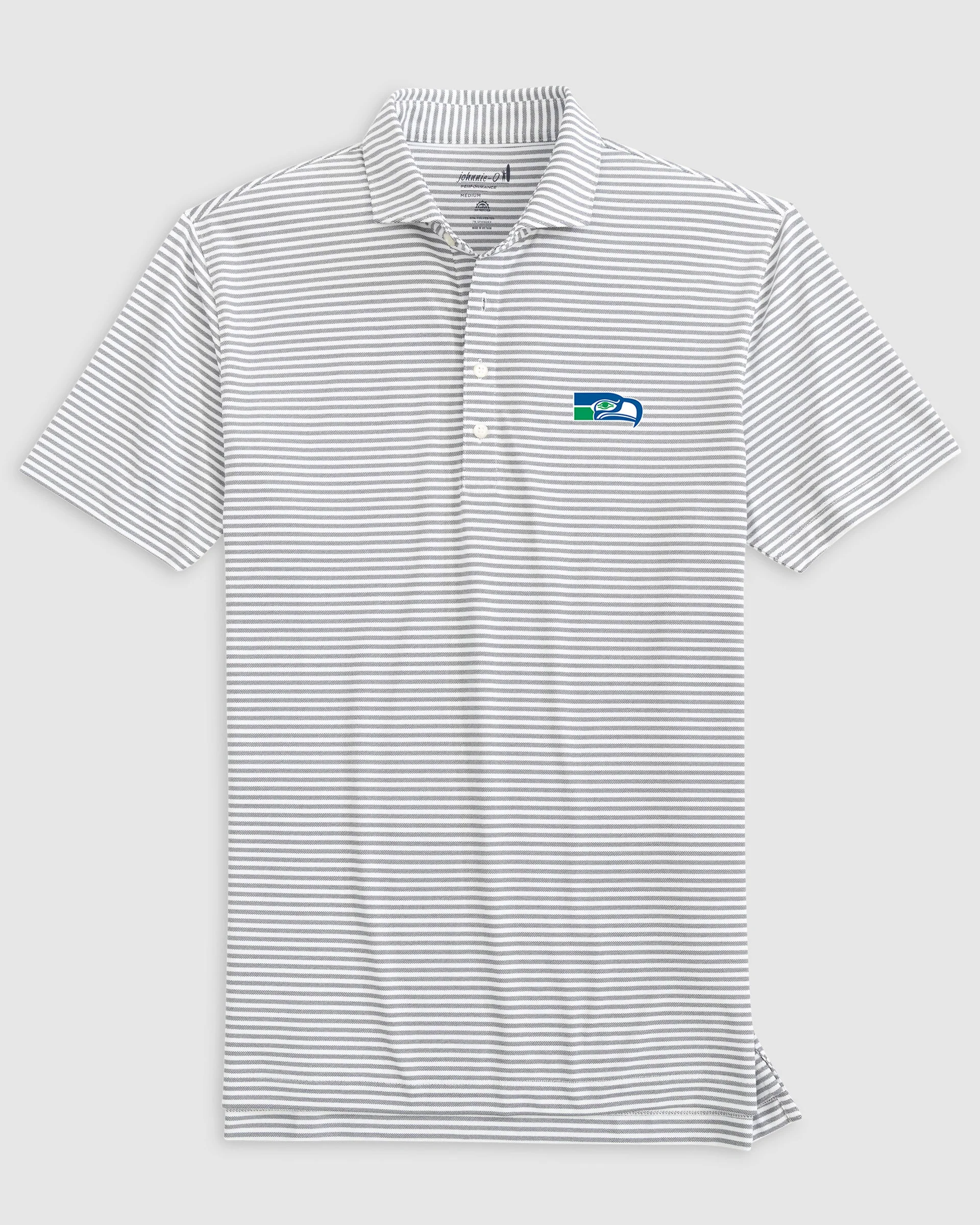 Seattle Seahawks Stetsons Striped Performance Mesh Polo - Classic Logo - Image 3