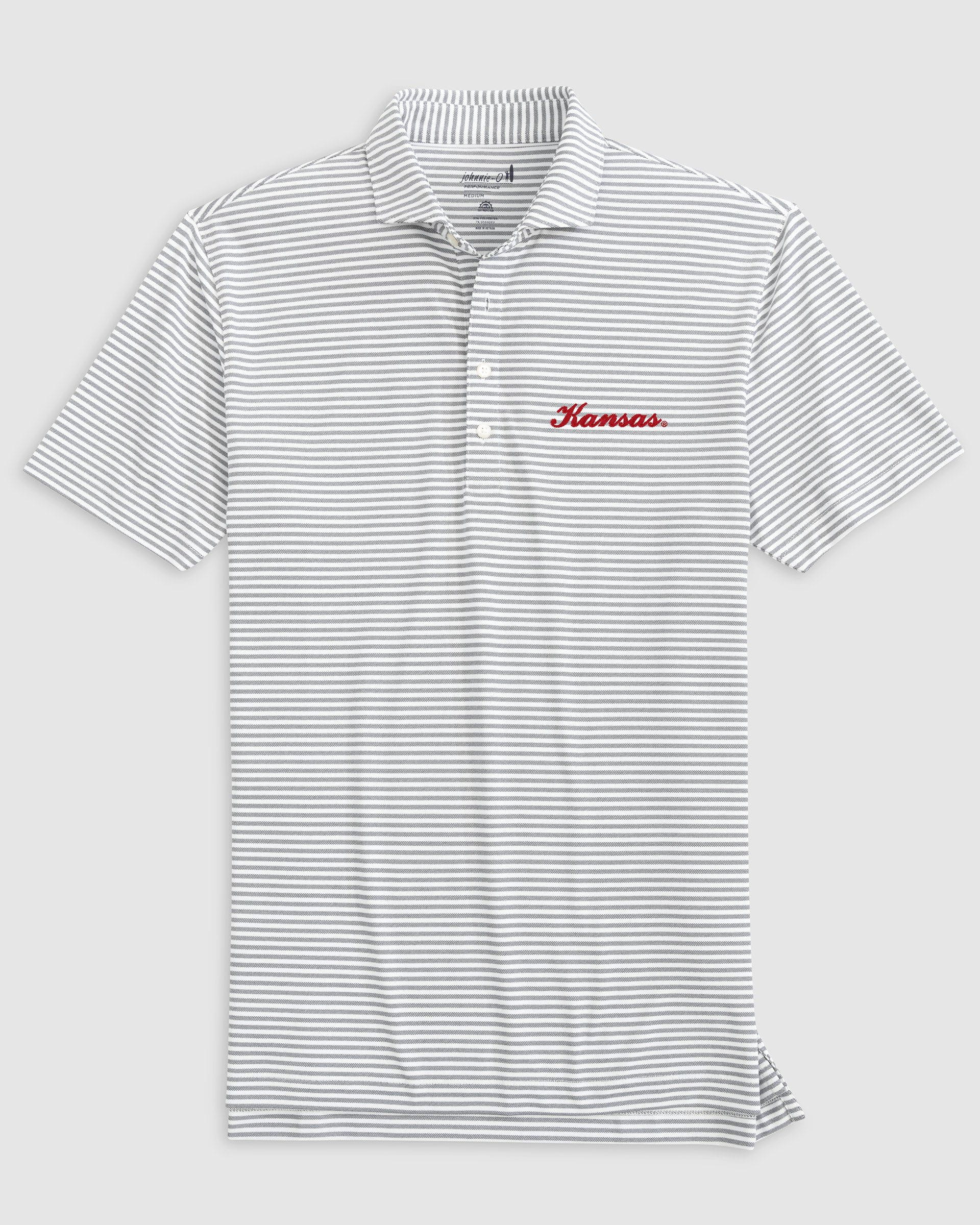 Kansas Stetsons Striped Performance Mesh Polo - Script Logo