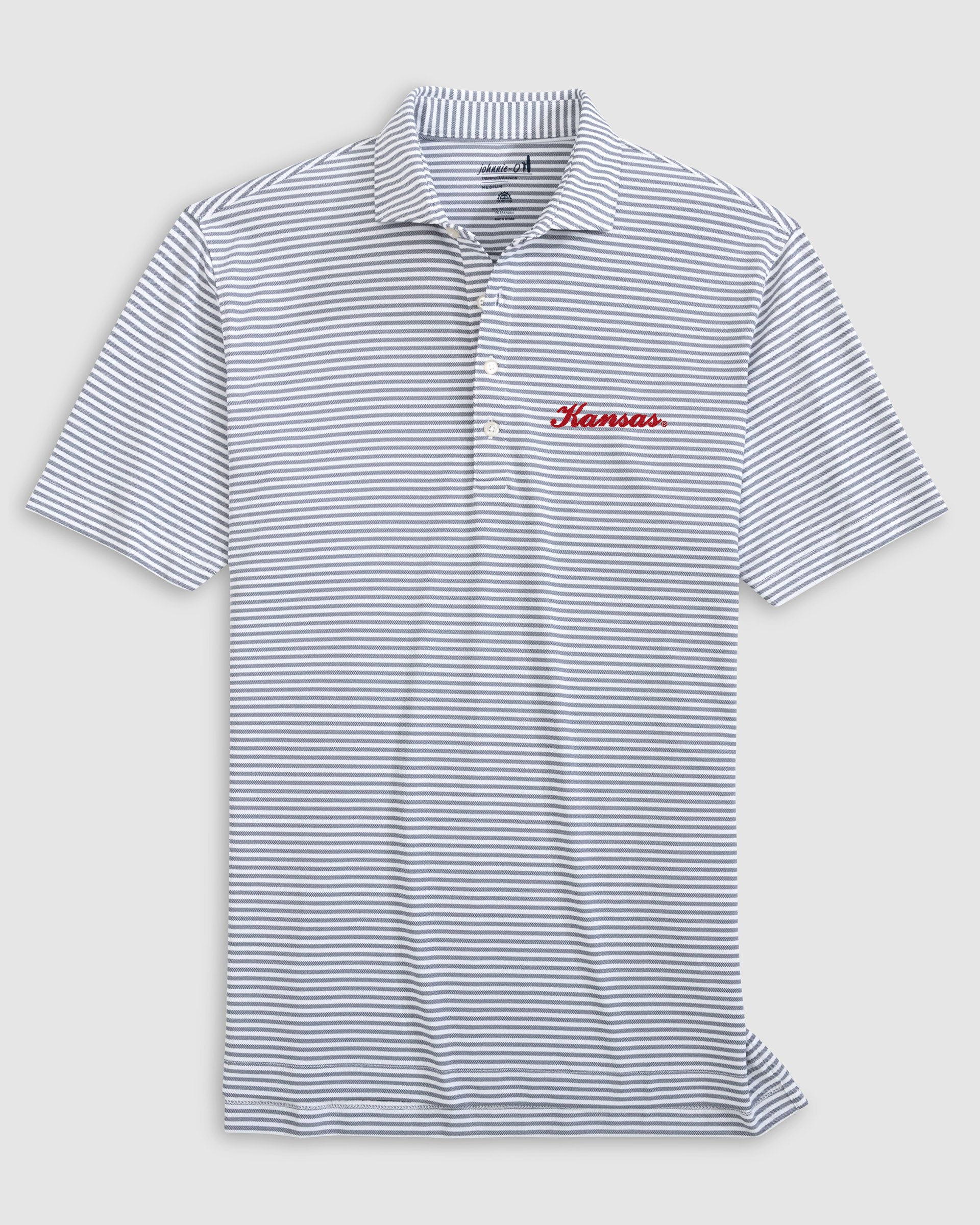 Kansas Stetsons Striped Performance Mesh Polo - Script Logo - Image 3