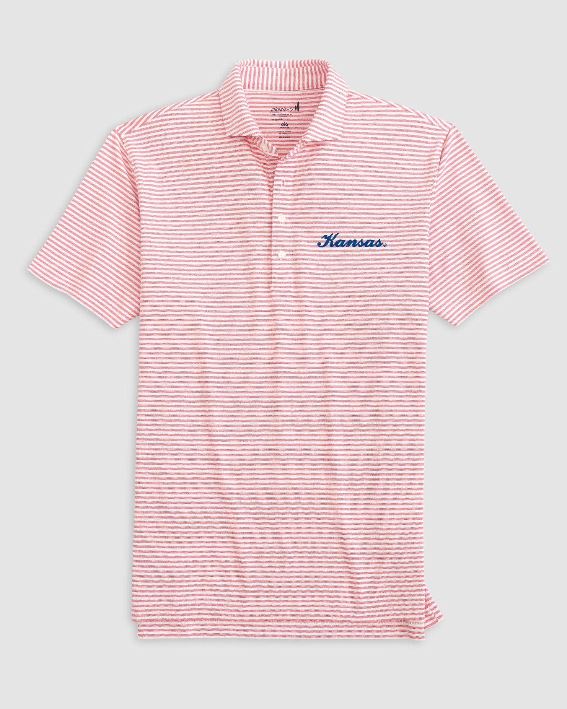 Kansas Stetsons Striped Performance Mesh Polo - Script Logo - Image 4