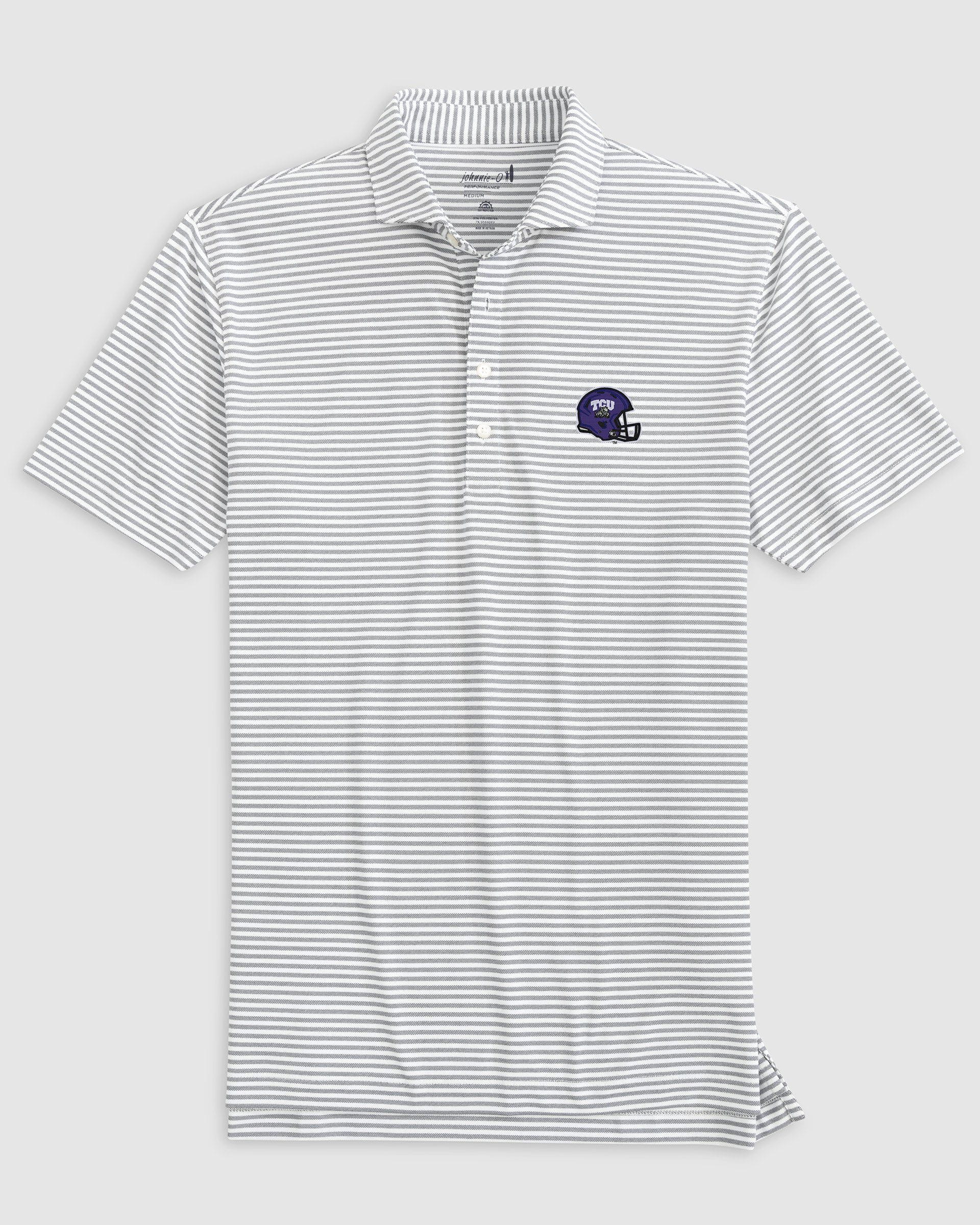 Texas Christian Stetsons Striped Performance Mesh Polo - Helmet Logo