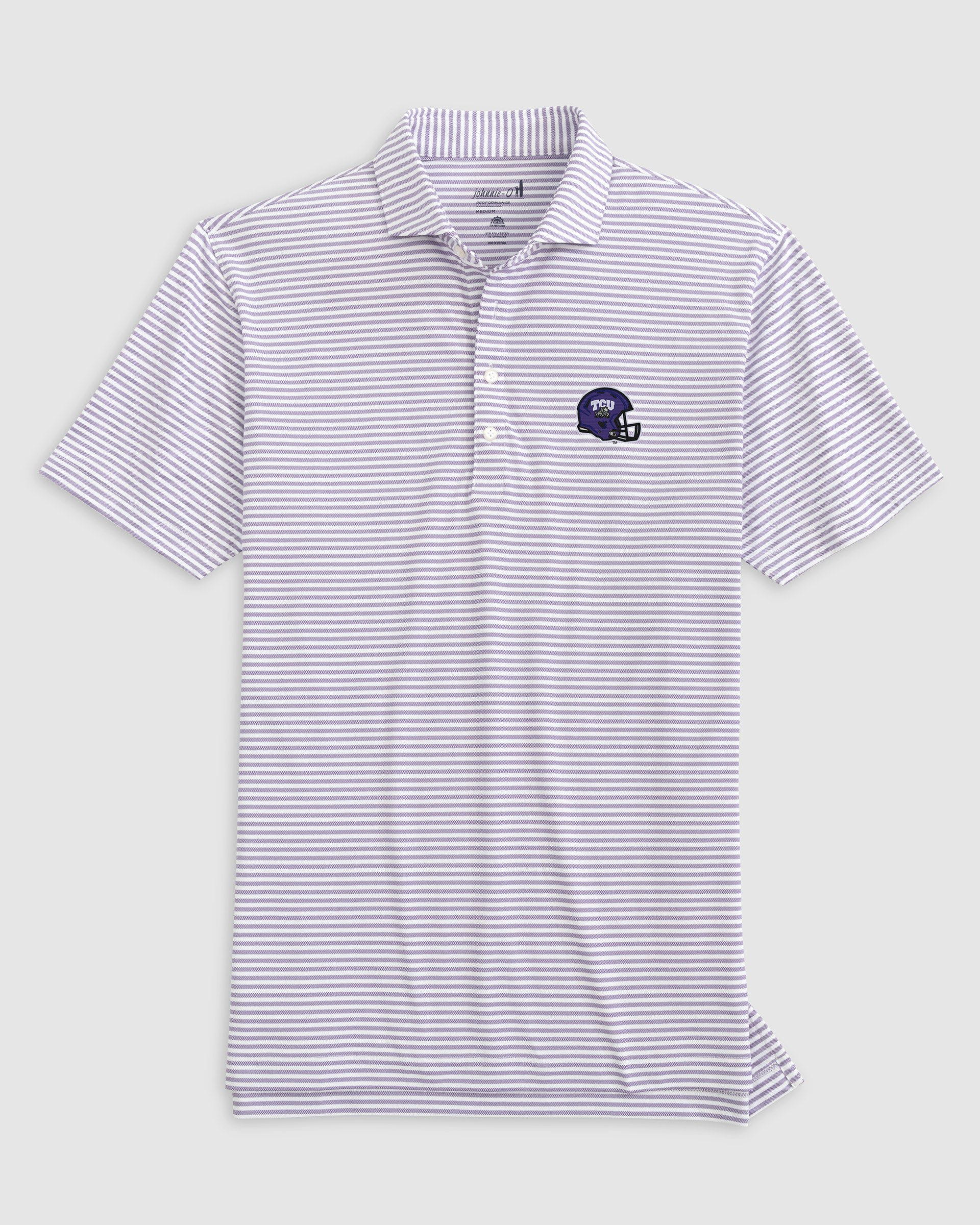 Texas Christian Stetsons Striped Performance Mesh Polo - Helmet Logo - Image 2